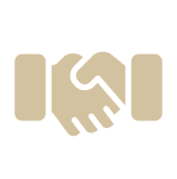 Icon of a handshake between two hands, symbolizing agreement or partnership, against a solid background.