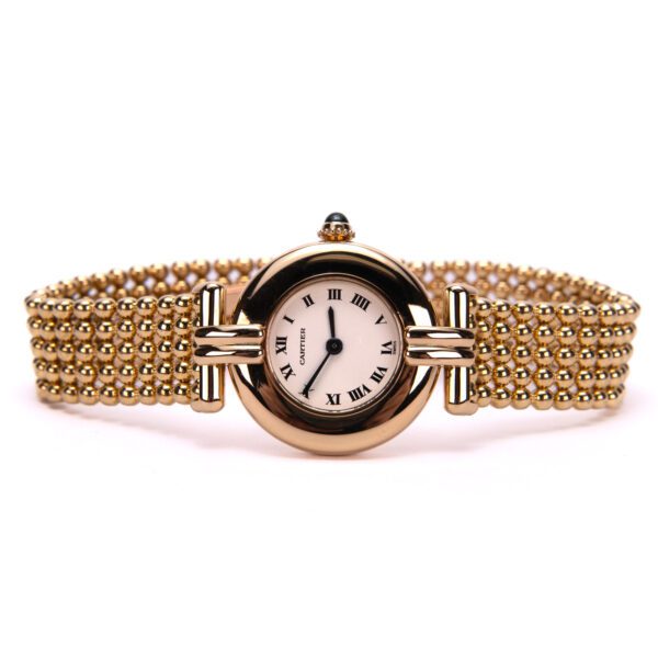 Cartier Ref 1980 Colisee 750 18k Gold Beadded Bracelet 24mm Watch w Box/Booklets - Image 5
