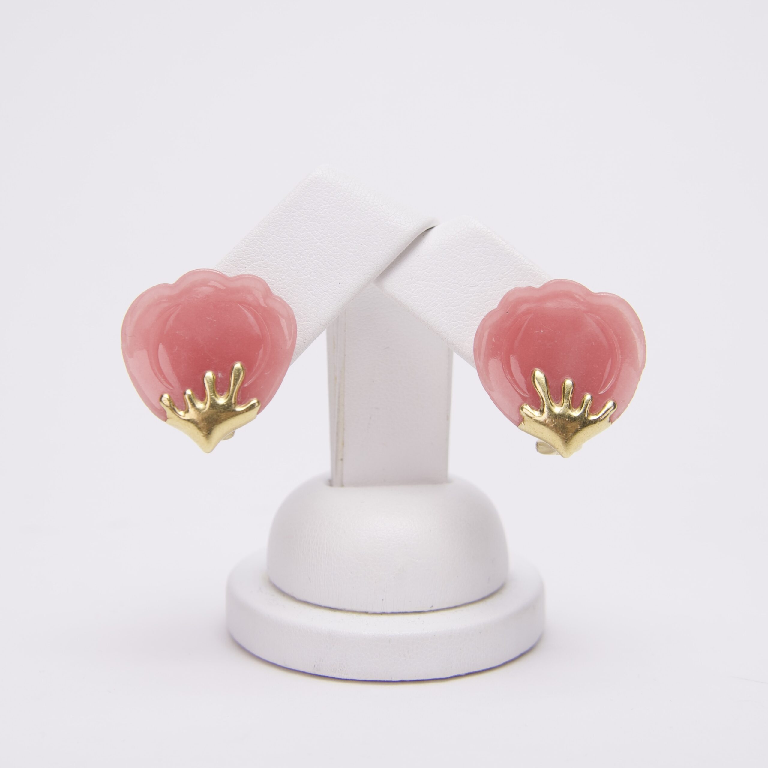 Tiffany & Co. 18k Gold Rose Quartz Tulip Clip On Earrings