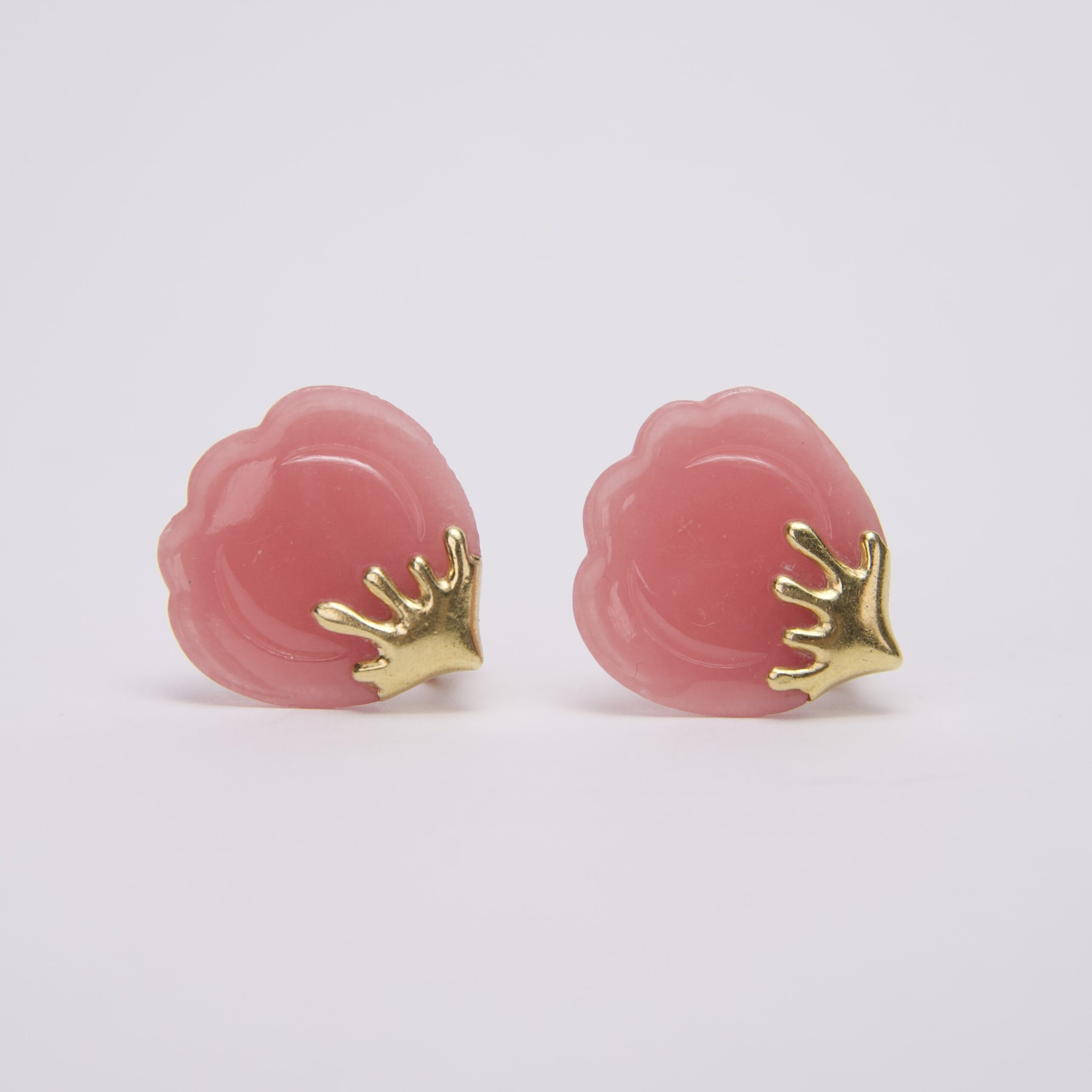 Tiffany & Co. 18k Gold Rose Quartz Tulip Clip On Earrings - Image 4