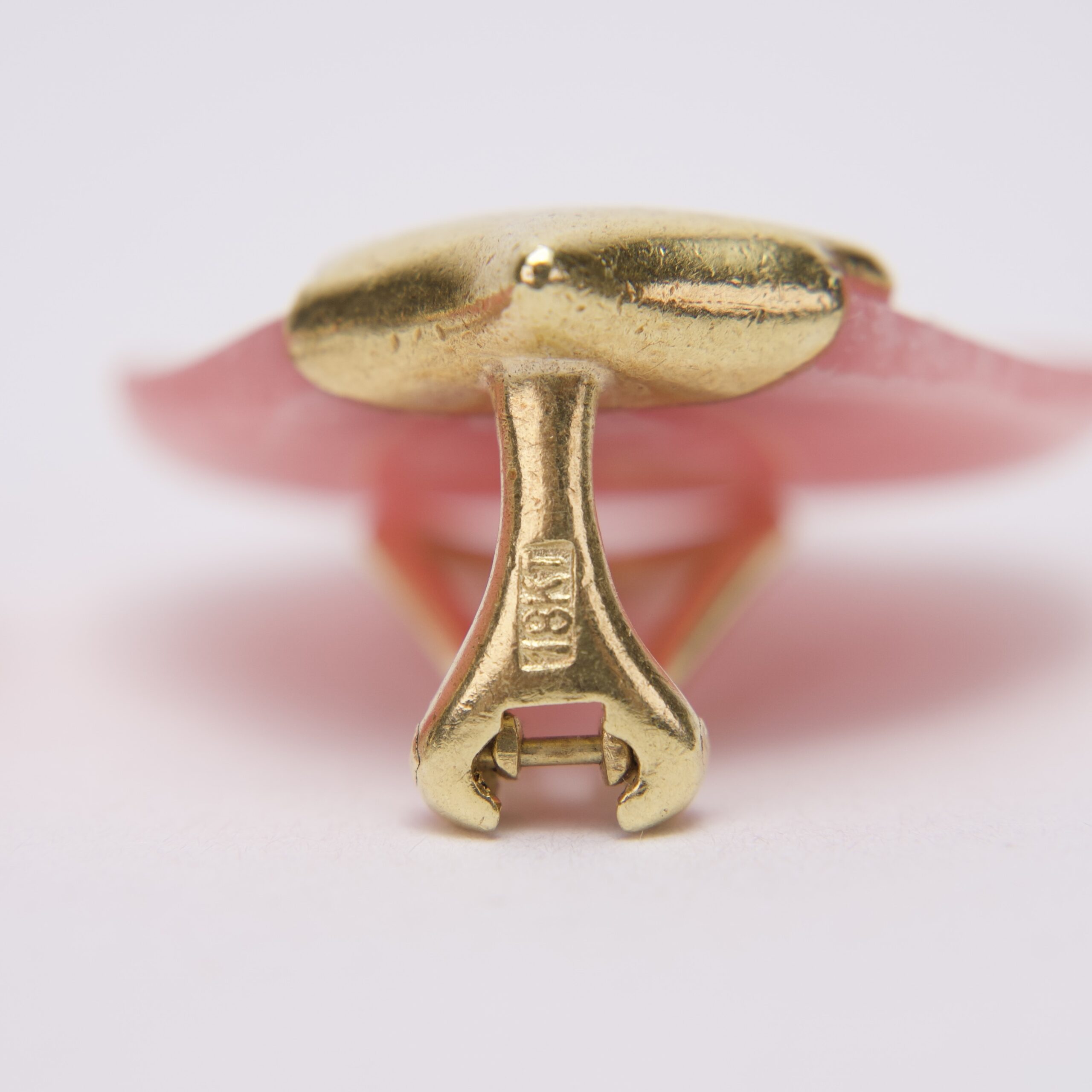 Tiffany & Co. 18k Gold Rose Quartz Tulip Clip On Earrings - Image 11