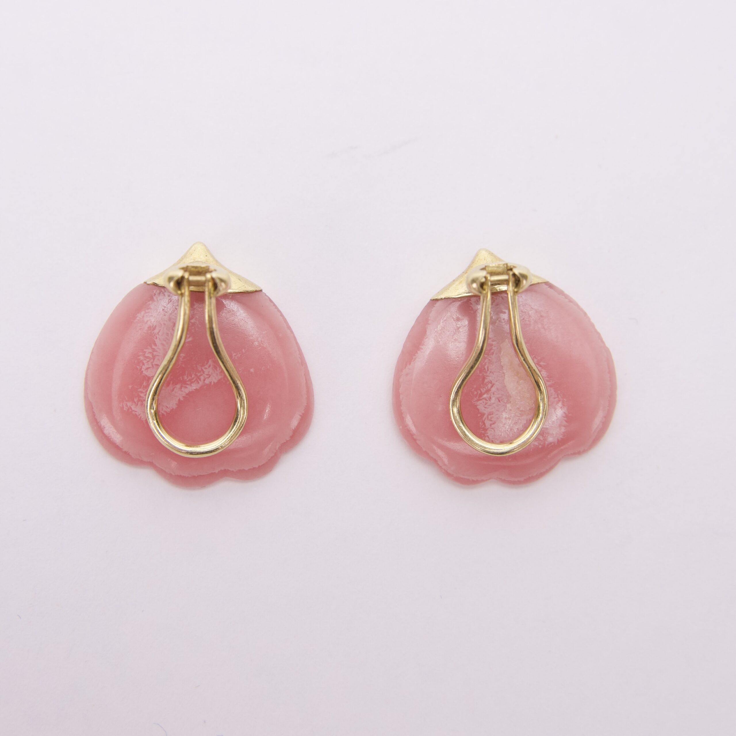 Tiffany & Co. 18k Gold Rose Quartz Tulip Clip On Earrings - Image 8