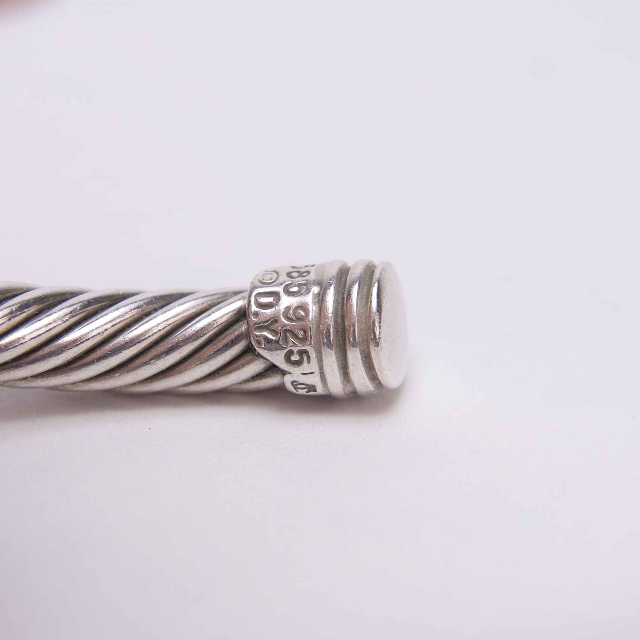 David Yurman Sterling Silver 14K Gold 5mm Cable Cuff Bracelet - Image 8