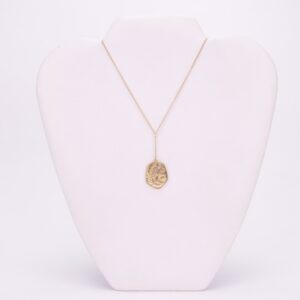 Jeanine Payre 18k Yellow Gold Diamond Floral Rilke Quote Drop Pendant Necklace