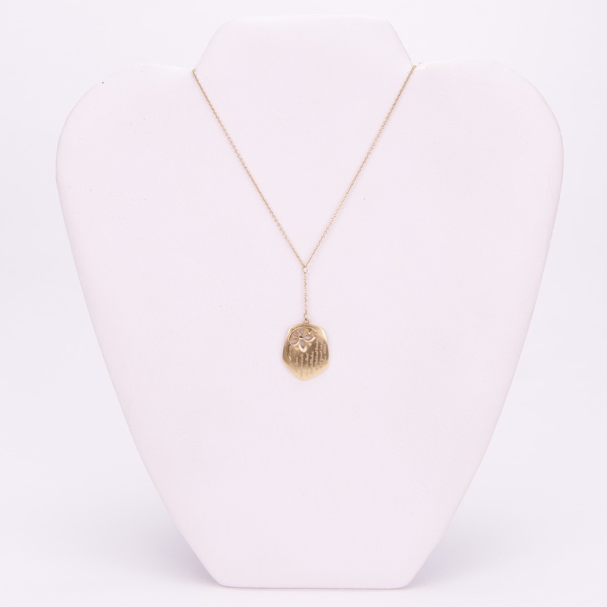 Jeanine Payre 18k Yellow Gold Diamond Floral Rilke Quote Drop Pendant Necklace - Image 5