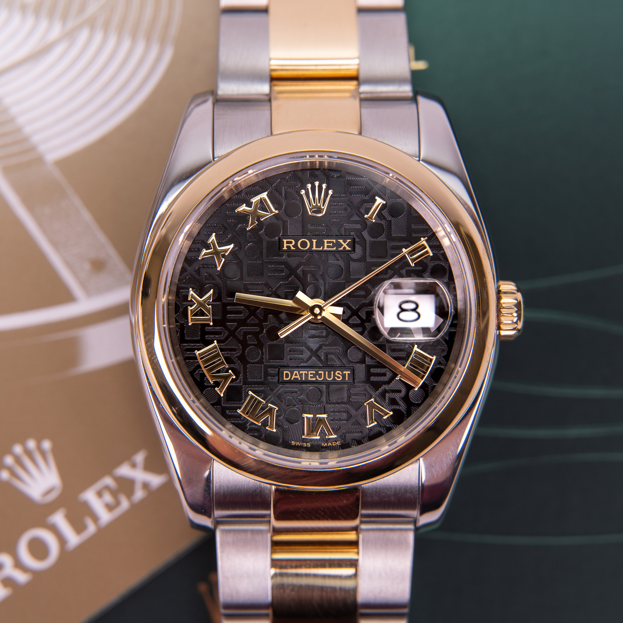 Rolex Datejust 16203 36mm Black Jubilee Dial Two Tone Oyster Bracelet Watch