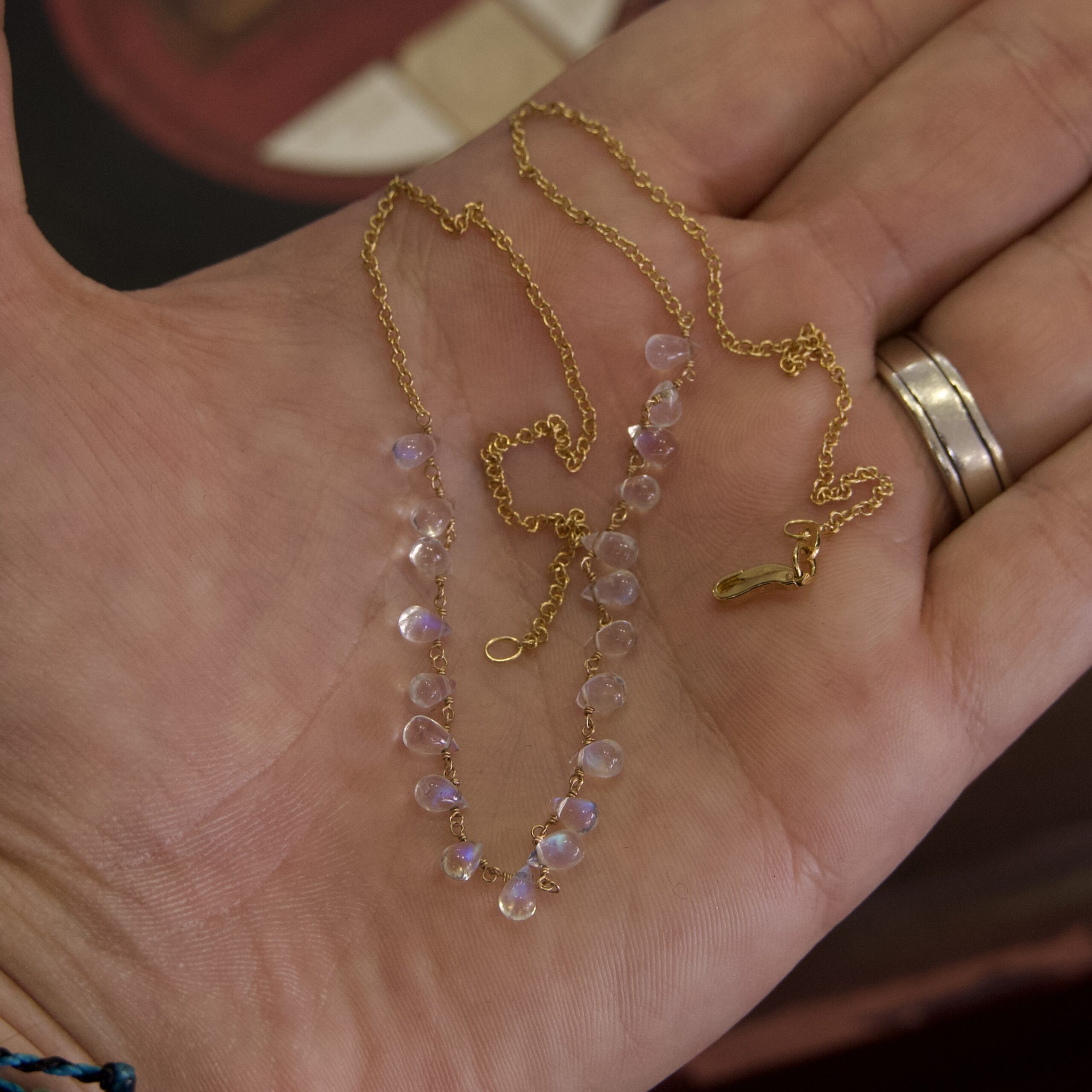 Anne Sportun 18k Yellow Gold Teardrop Moonstone Beaded Necklace 17''