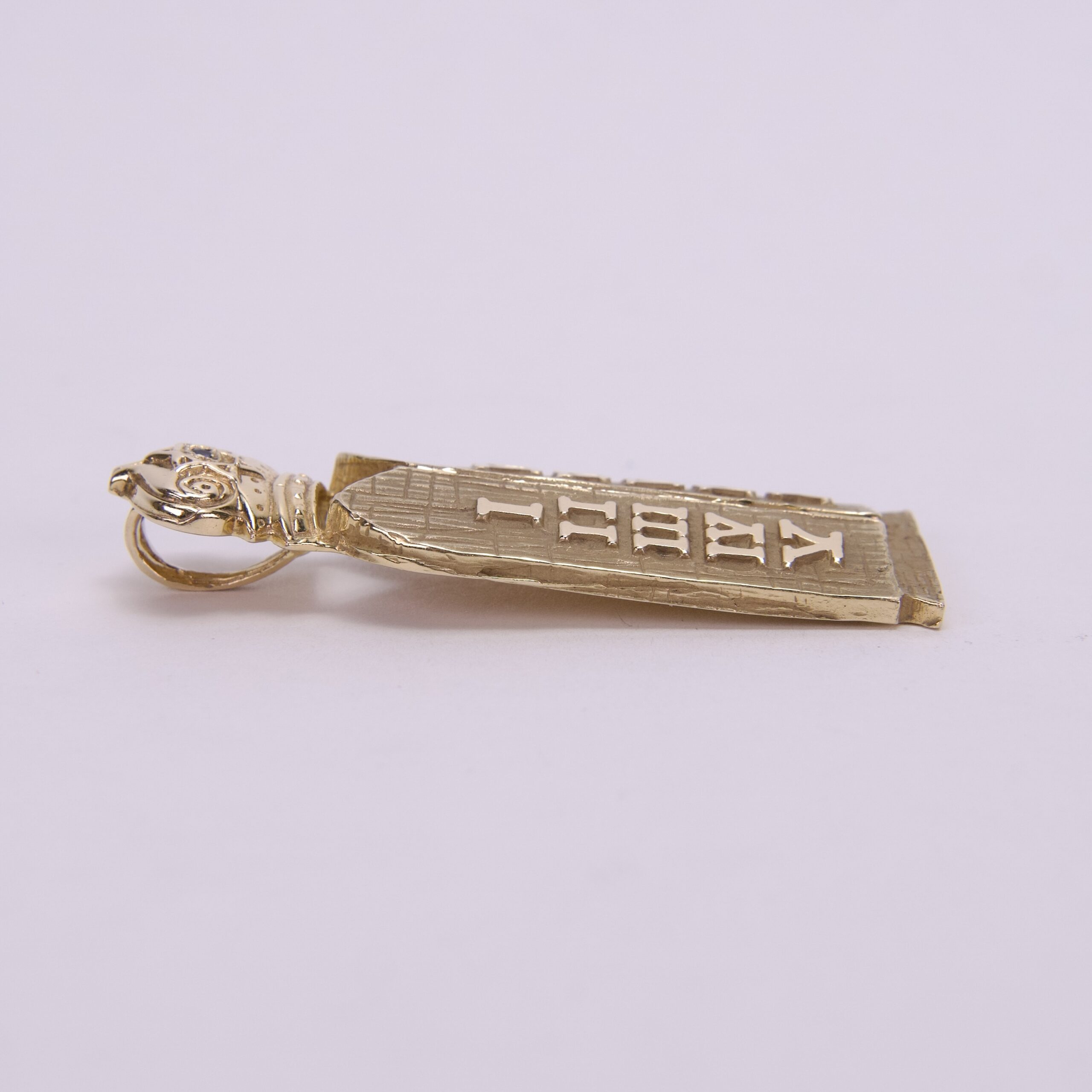 VINTAGE 12k Yellow Gold Judaica 10 Commandments Tablets Pendant - Image 5