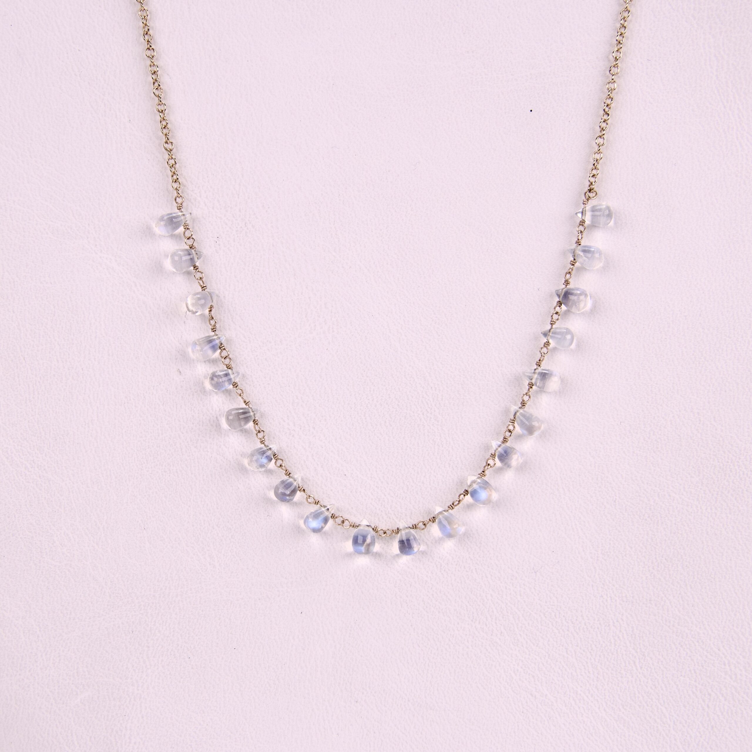 Anne Sportun 18k Yellow Gold Teardrop Moonstone Beaded Necklace 17'' - Image 3