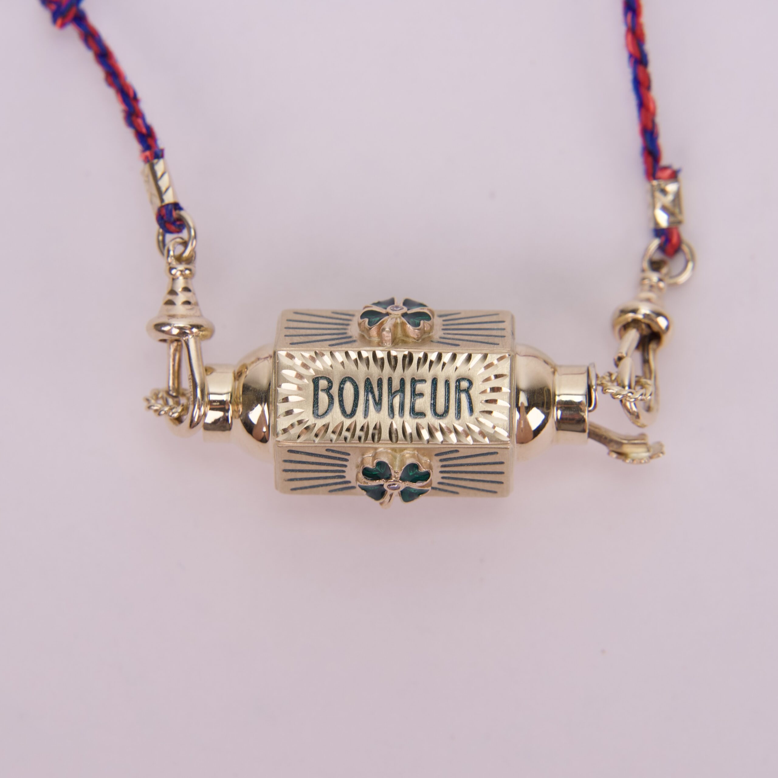 Marie Lichtenberg 14K Yellow Gold Bonheur Diamond Enamel Clover Locket Necklace - Image 6