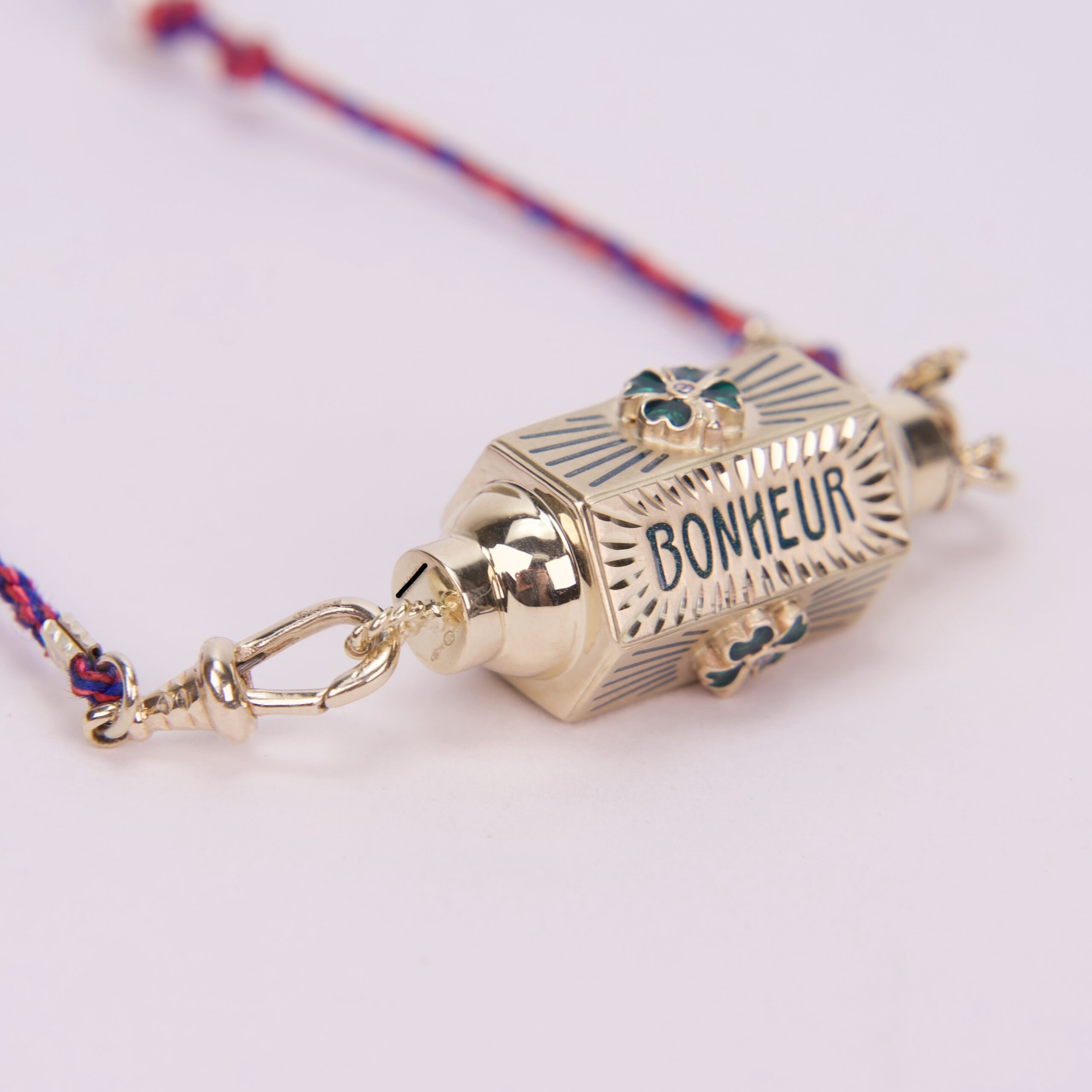 Marie Lichtenberg 14K Yellow Gold Bonheur Diamond Enamel Clover Locket Necklace - Image 9