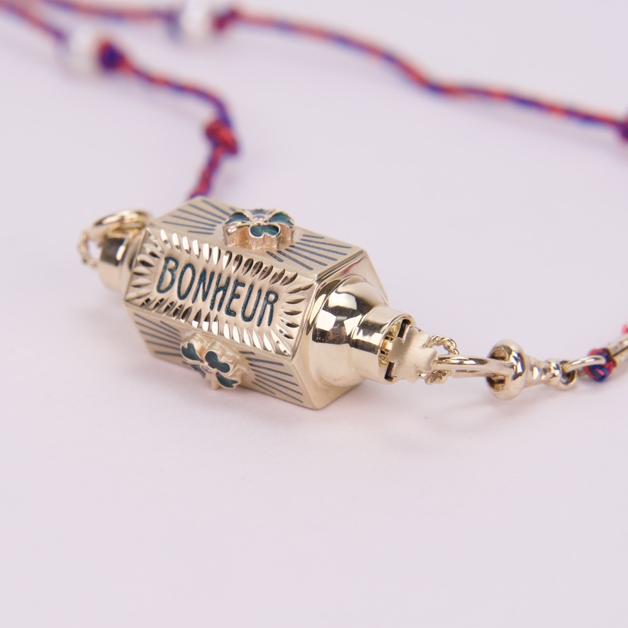 Marie Lichtenberg 14K Yellow Gold Bonheur Diamond Enamel Clover Locket Necklace - Image 10