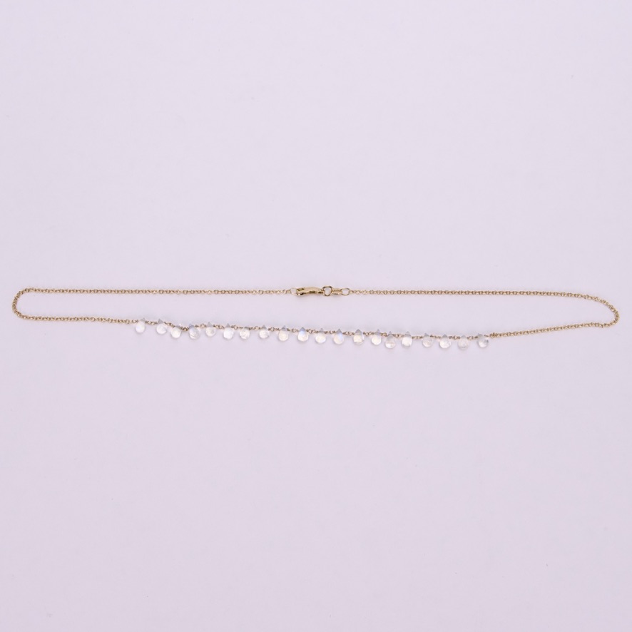 Anne Sportun 18k Yellow Gold Teardrop Moonstone Beaded Necklace 17'' - Image 4
