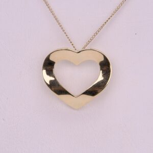 18k Yellow Gold Open Floating Heart Pendant