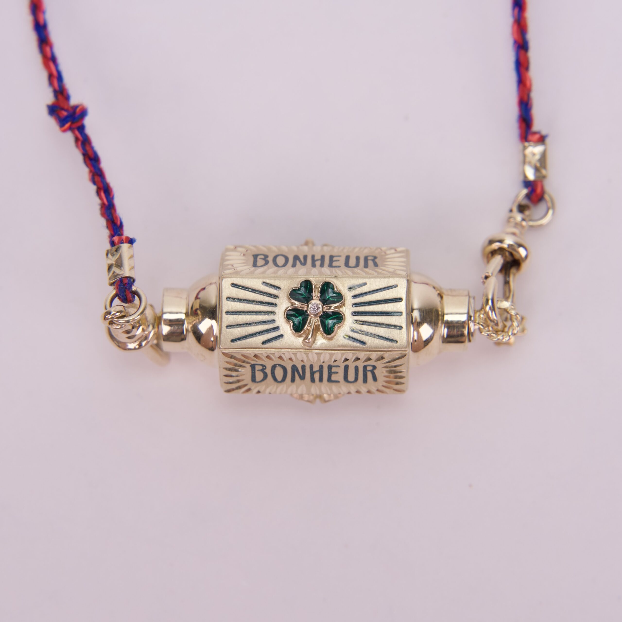 Marie Lichtenberg 14K Yellow Gold Bonheur Diamond Enamel Clover Locket Necklace - Image 7