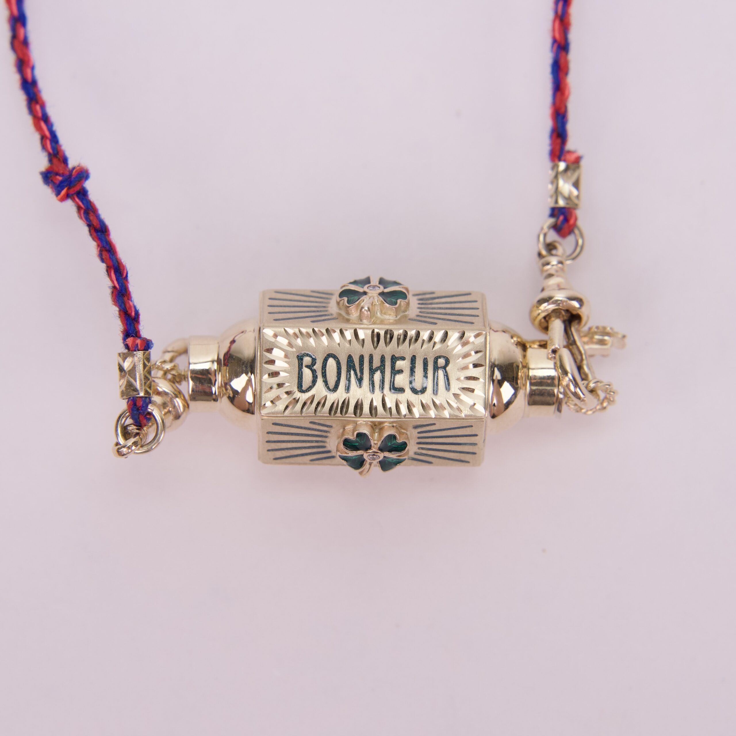 Marie Lichtenberg 14K Yellow Gold Bonheur Diamond Enamel Clover Locket Necklace - Image 8