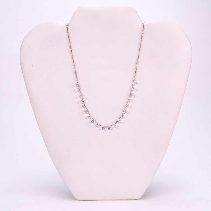 Anne Sportun 18k Yellow Gold Teardrop Moonstone Beaded Necklace 17'' - Image 2