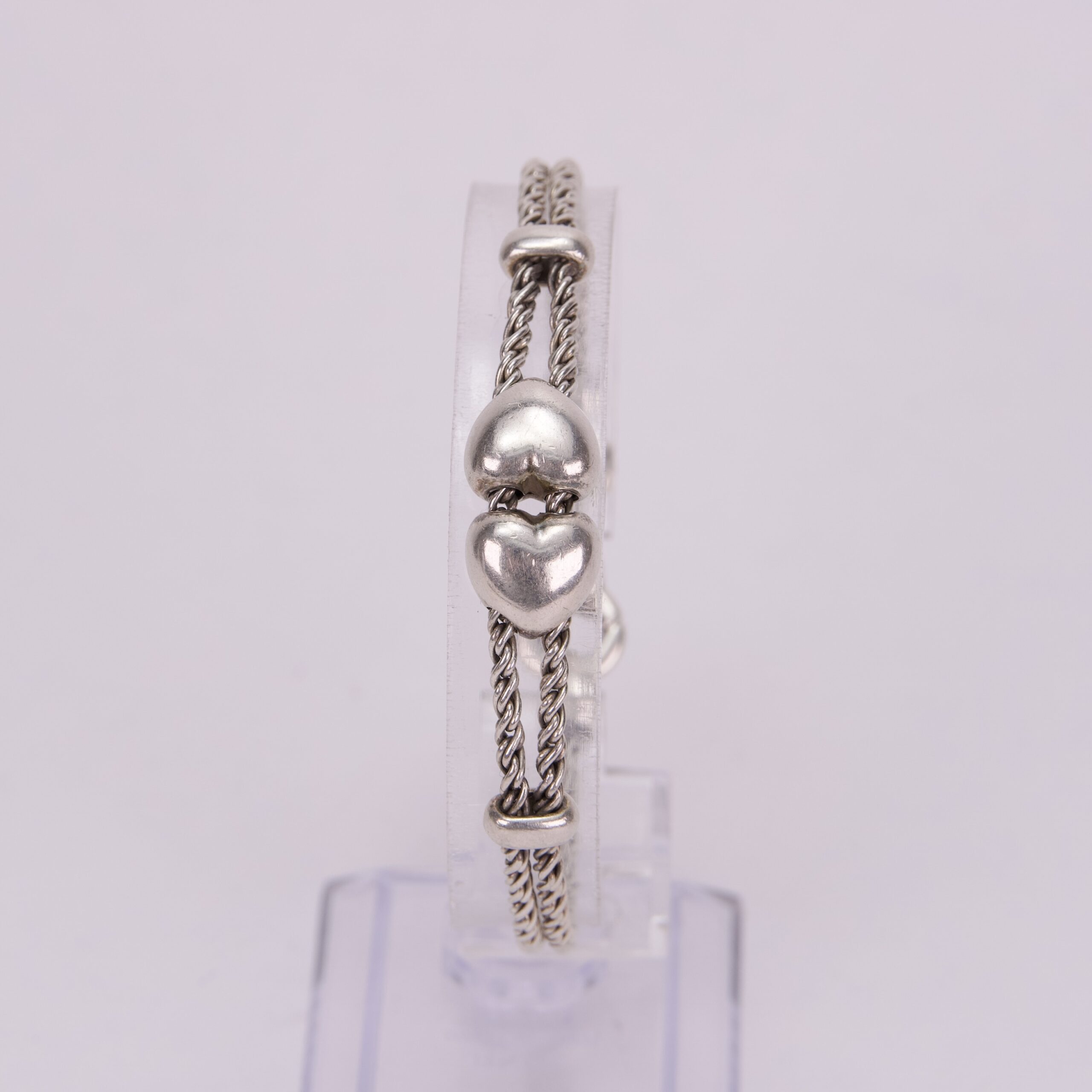 Tiffany & Co. 925 Sterling Silver Double Rope Heart Slide Bracelet 7.5'' - Image 2