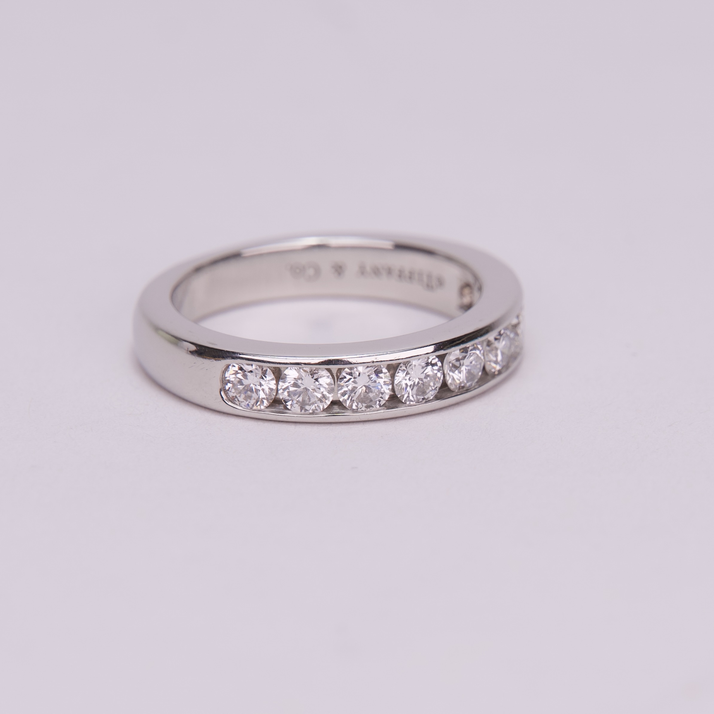 Tiffany & Co. 950 Platinum 9 Diamond 4mm Half Eternity Ring 5.75'' - Image 3