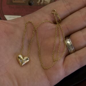 Tiffany & Co. 18k Gold and Platinum Etoile Diamond Puffed Heart Necklace 16''