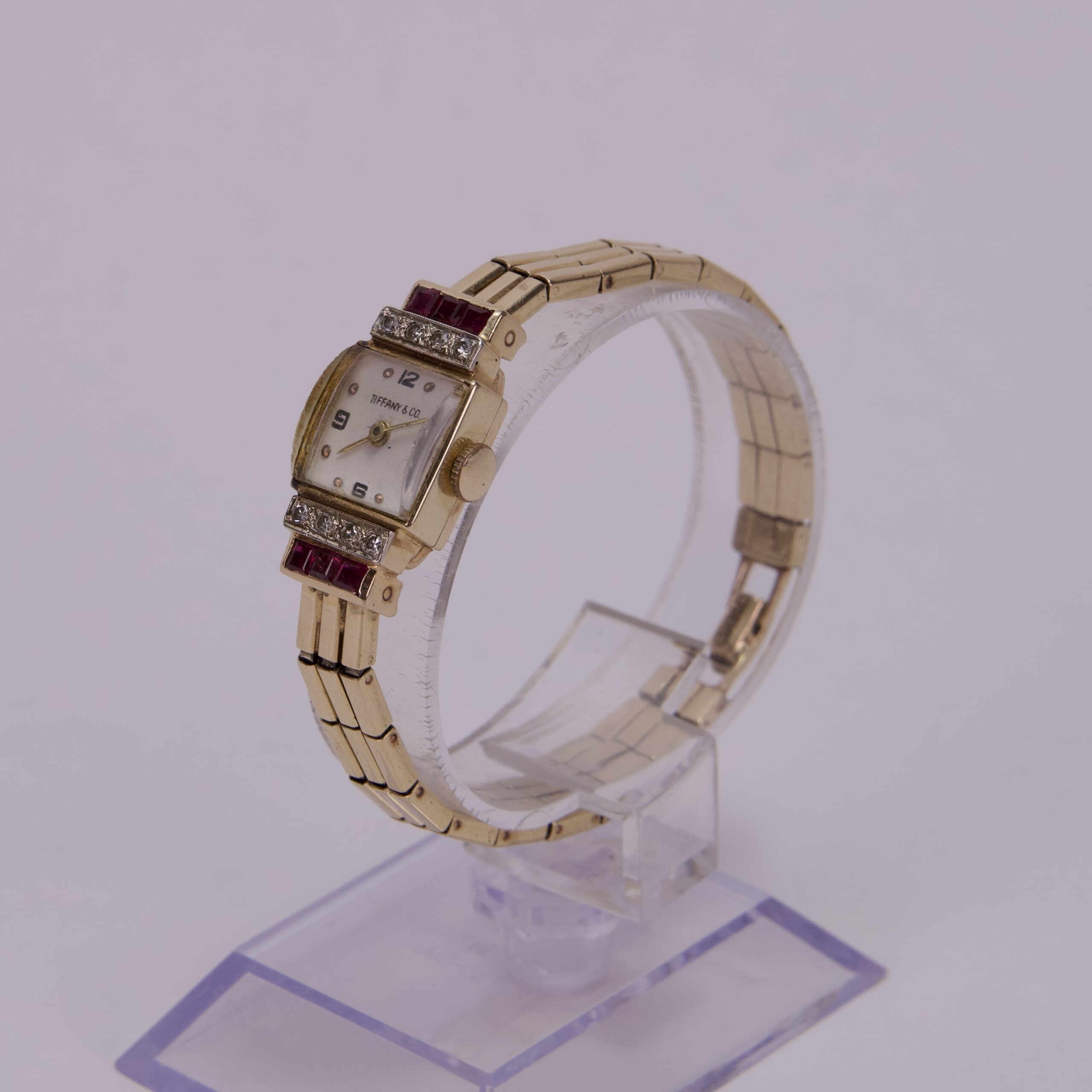 Vintage Tiffany & Co. 14k Yellow Gold Diamond & Ruby Cocktail Watch - Image 6