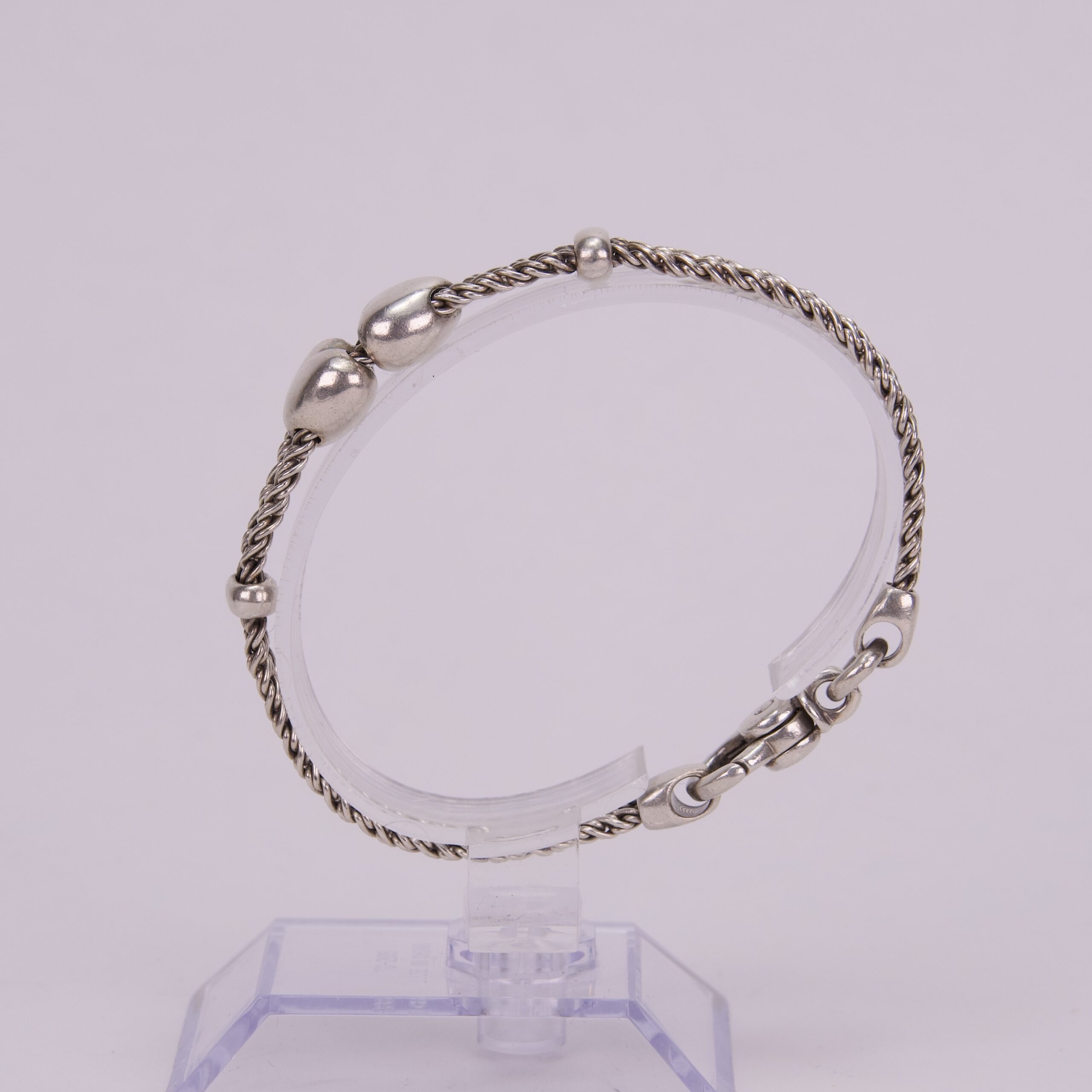 Tiffany & Co. 925 Sterling Silver Double Rope Heart Slide Bracelet 7.5'' - Image 4
