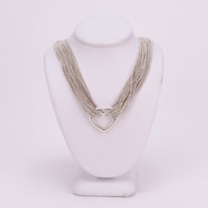 Tiffany & Co. 925 Sterling Silver Multi-Strand Heart Toggle Necklace 15.5''