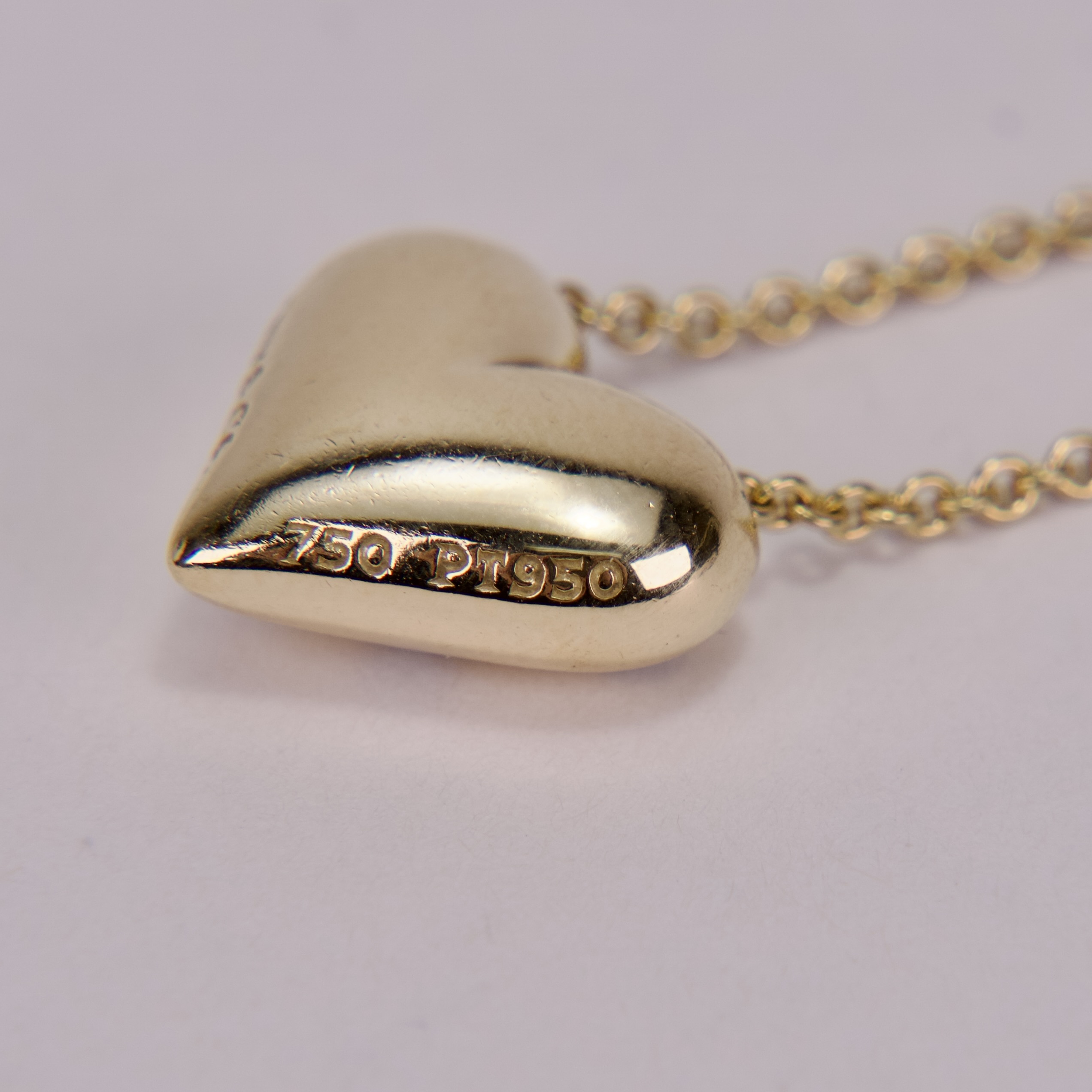 Tiffany & Co. 18k Gold and Platinum Etoile Diamond Puffed Heart Necklace 16'' - Image 8