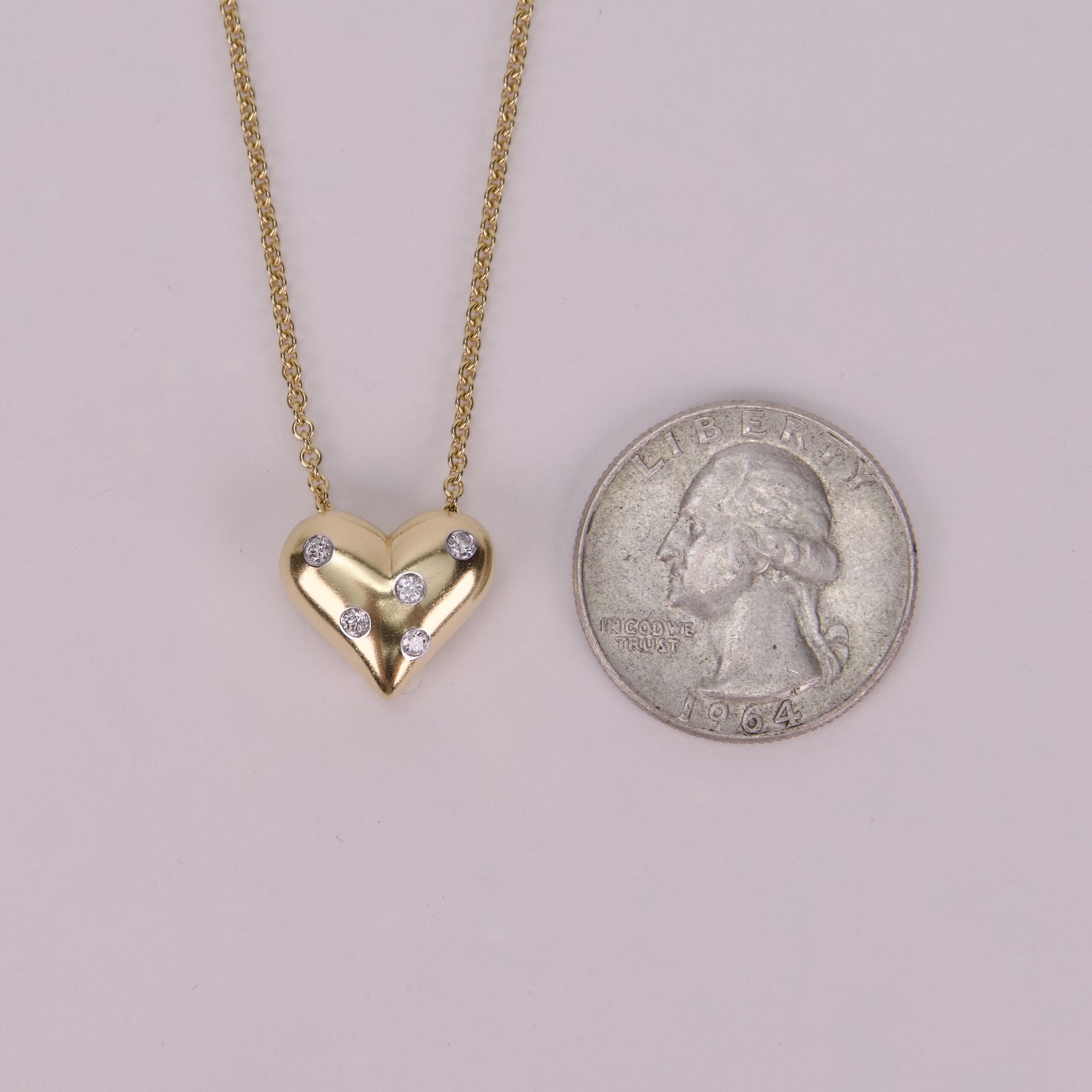 Tiffany & Co. 18k Gold and Platinum Etoile Diamond Puffed Heart Necklace 16'' - Image 12