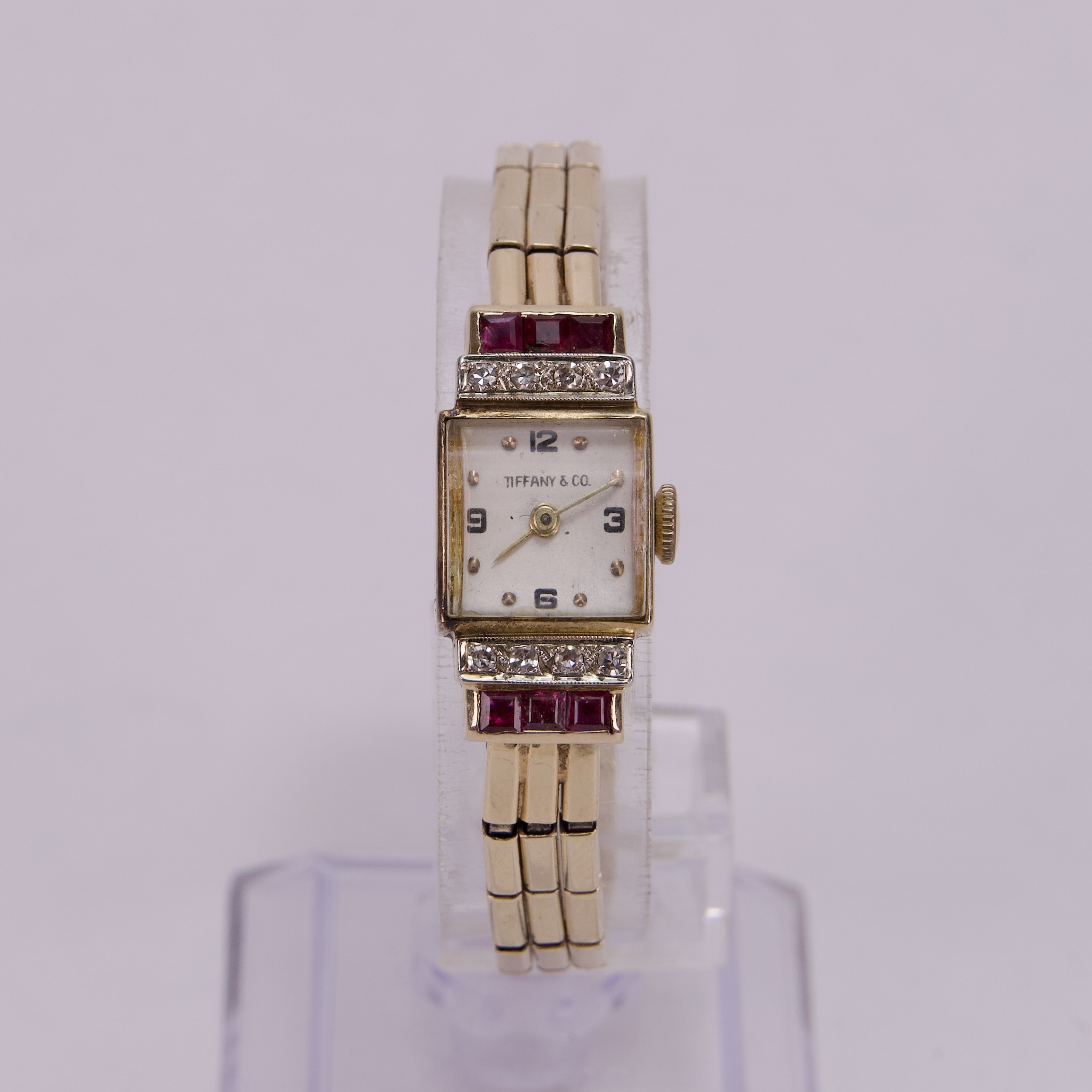 Vintage Tiffany & Co. 14k Yellow Gold Diamond & Ruby Cocktail Watch - Image 4