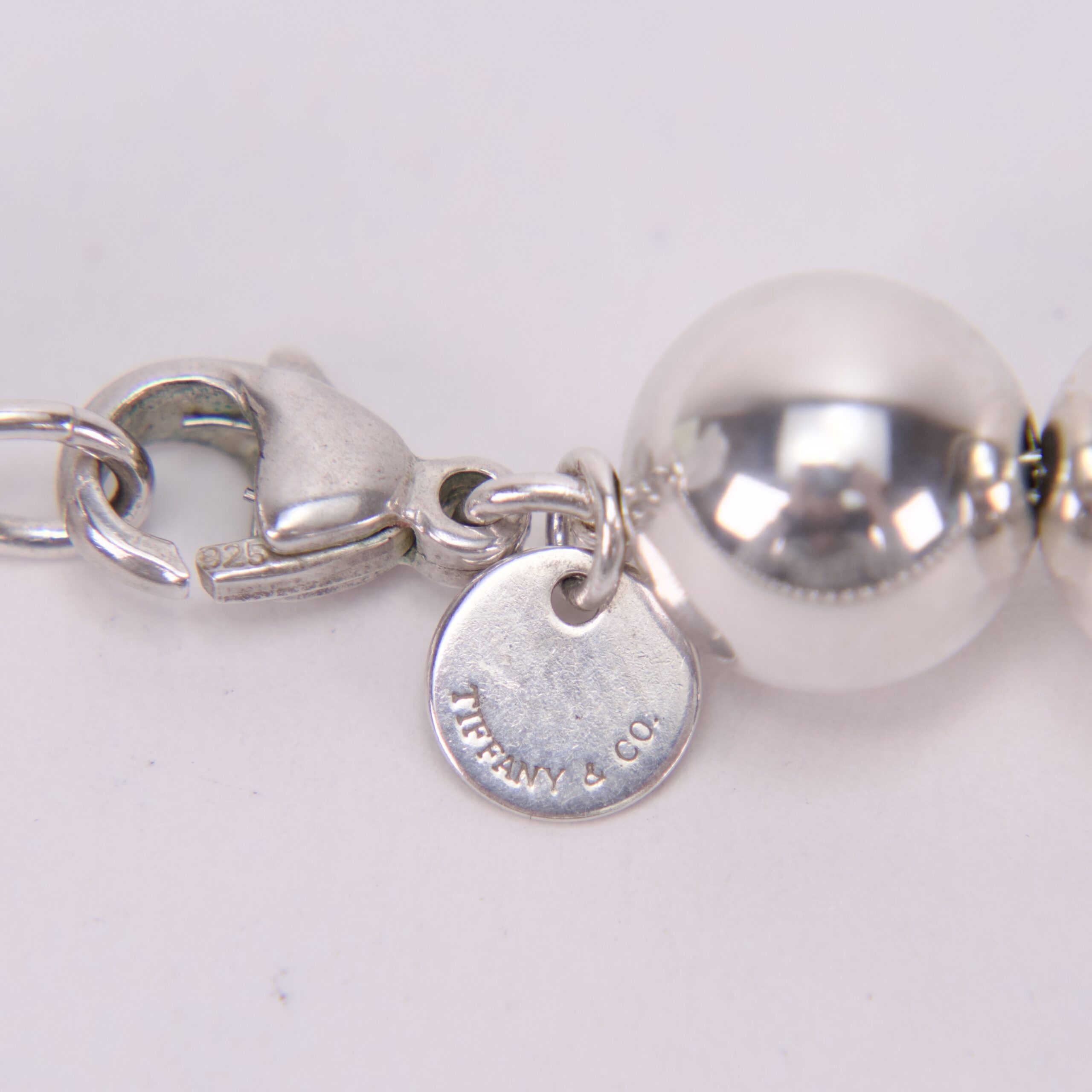 Tiffany & Co. 925 Sterling Silver 10mm Ball Beaded Necklace 18.5'' - Image 5