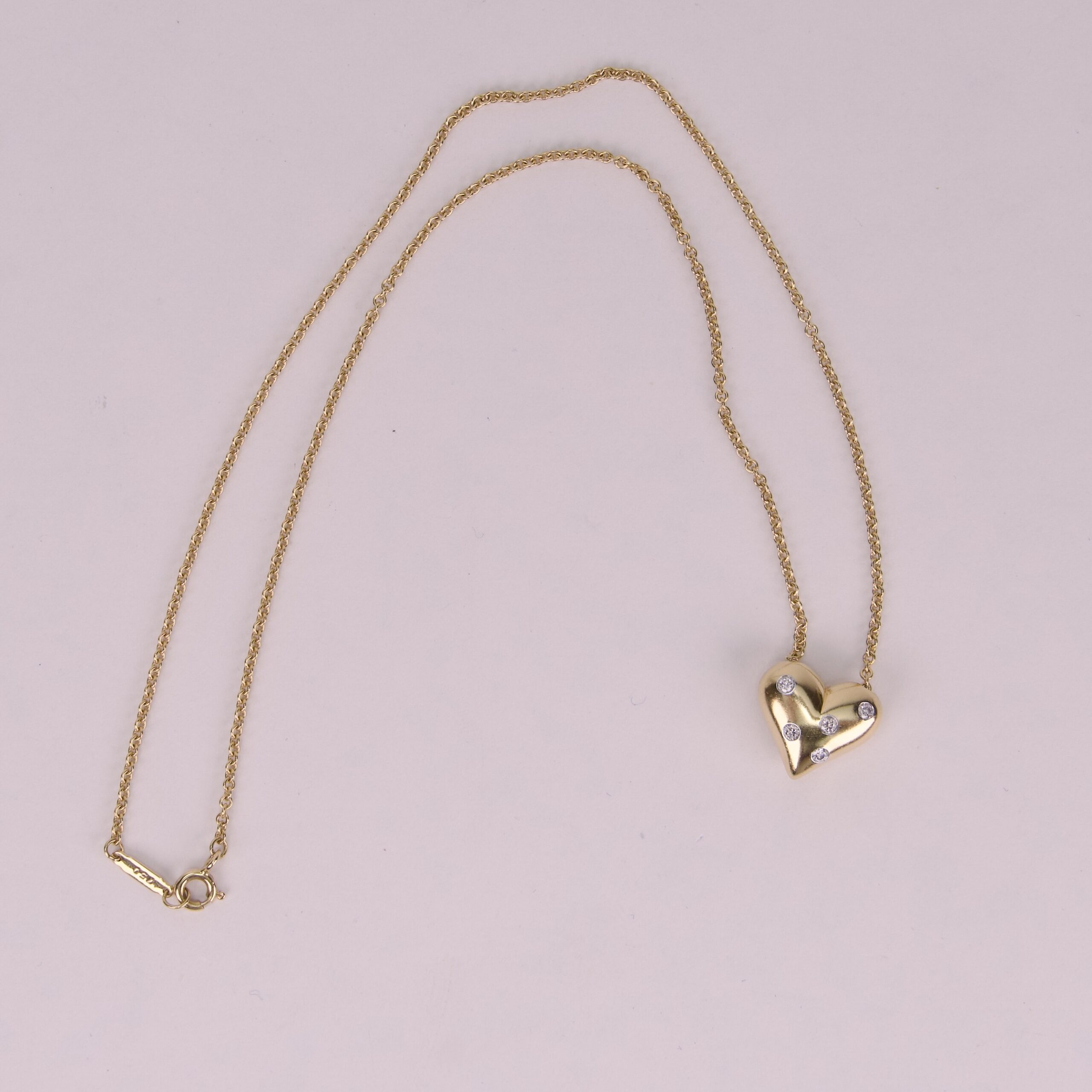 Tiffany & Co. 18k Gold and Platinum Etoile Diamond Puffed Heart Necklace 16'' - Image 3