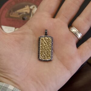 EFFY 925 Sterling Silver Multi Tone Dog Tag Pendant 1.5''