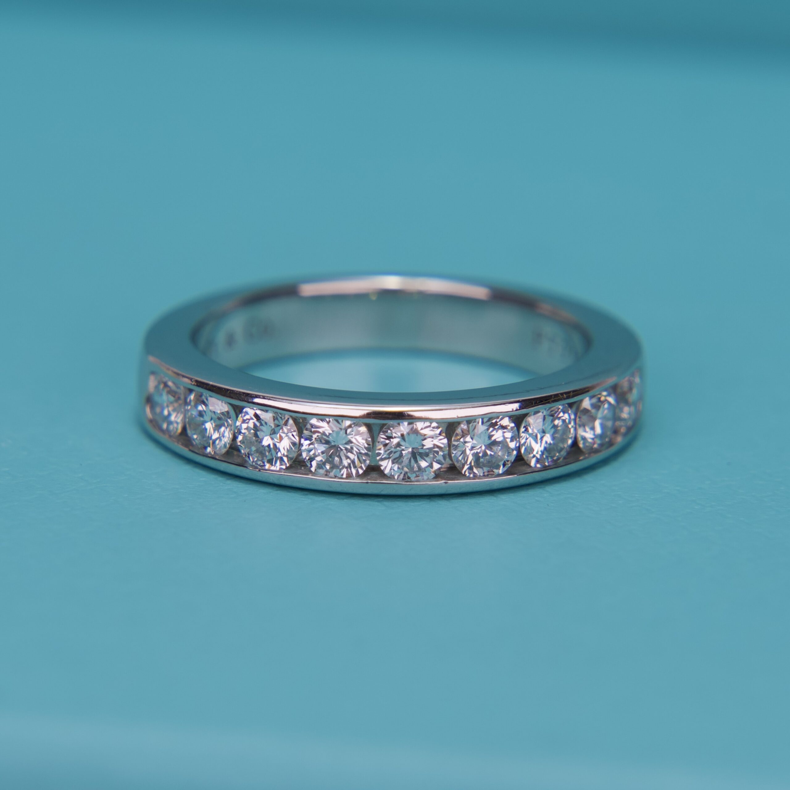 Tiffany & Co. 950 Platinum 9 Diamond 4mm Half Eternity Ring 5.75''