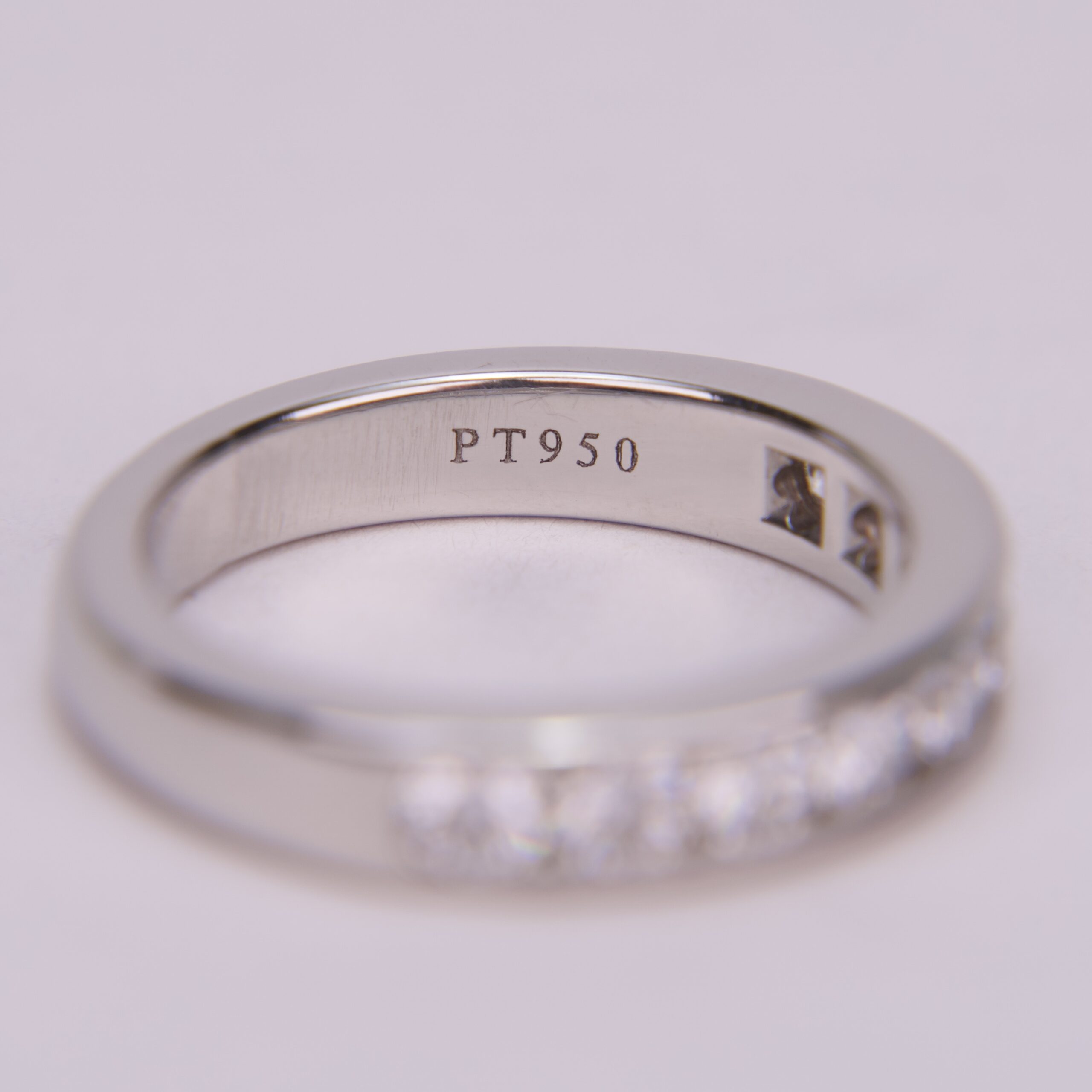 Tiffany & Co. 950 Platinum 9 Diamond 4mm Half Eternity Ring 5.75'' - Image 7