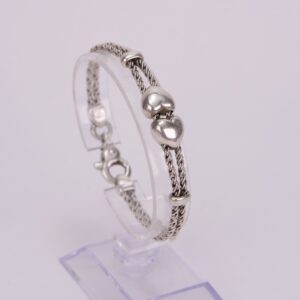 Tiffany & Co. 925 Sterling Silver Double Rope Heart Slide Bracelet 7.5''
