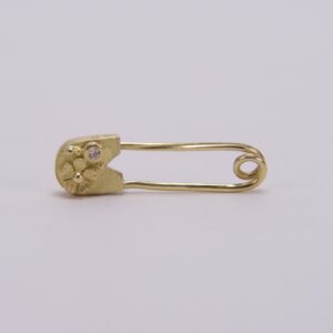 Lene Vibe 18k Yellow Gold & Diamond Flower Safety Pin Charm/Clasp