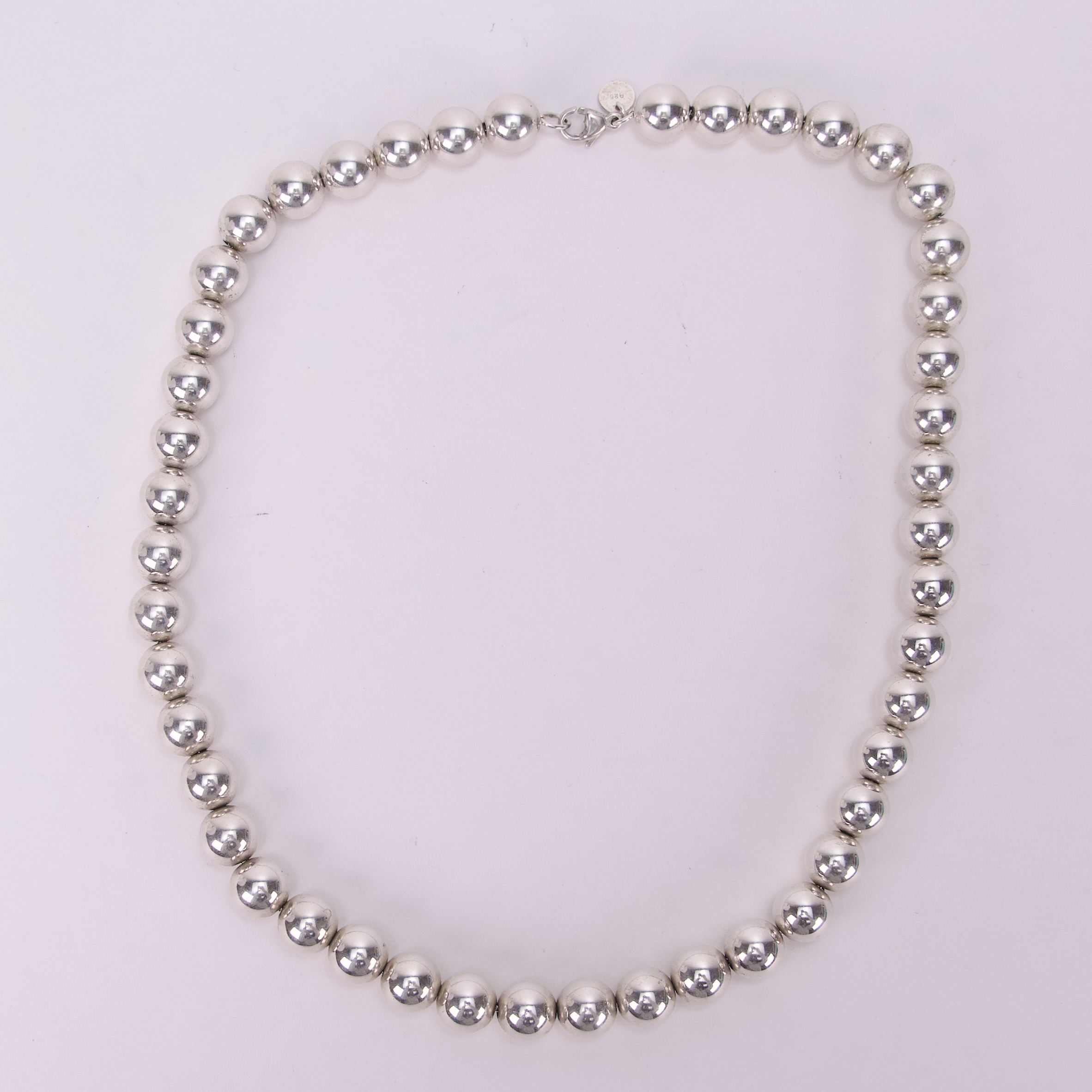 Tiffany & Co. 925 Sterling Silver 10mm Ball Beaded Necklace 18.5'' - Image 6