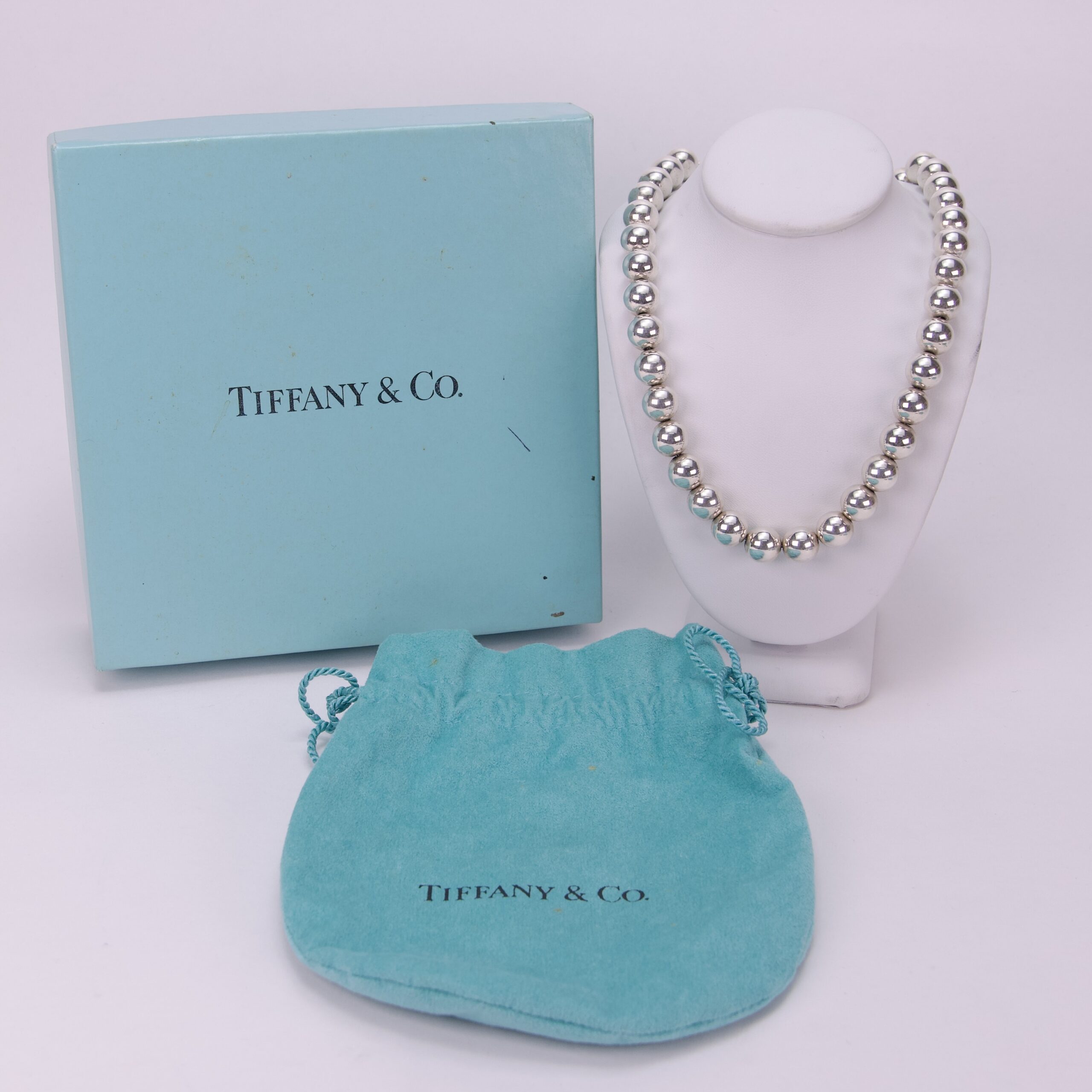 Tiffany & Co. 925 Sterling Silver 10mm Ball Beaded Necklace 18.5''
