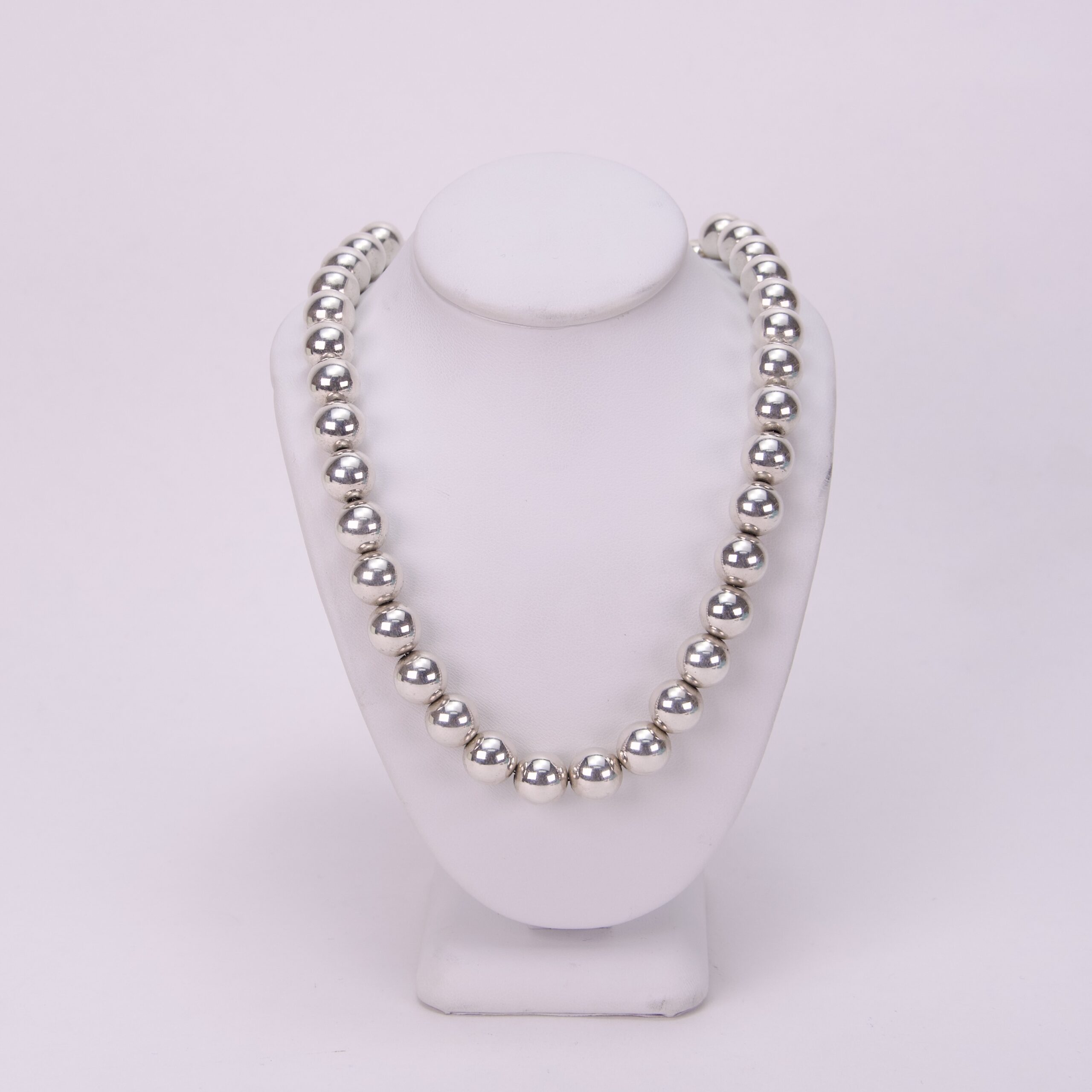 Tiffany & Co. 925 Sterling Silver 10mm Ball Beaded Necklace 18.5'' - Image 2