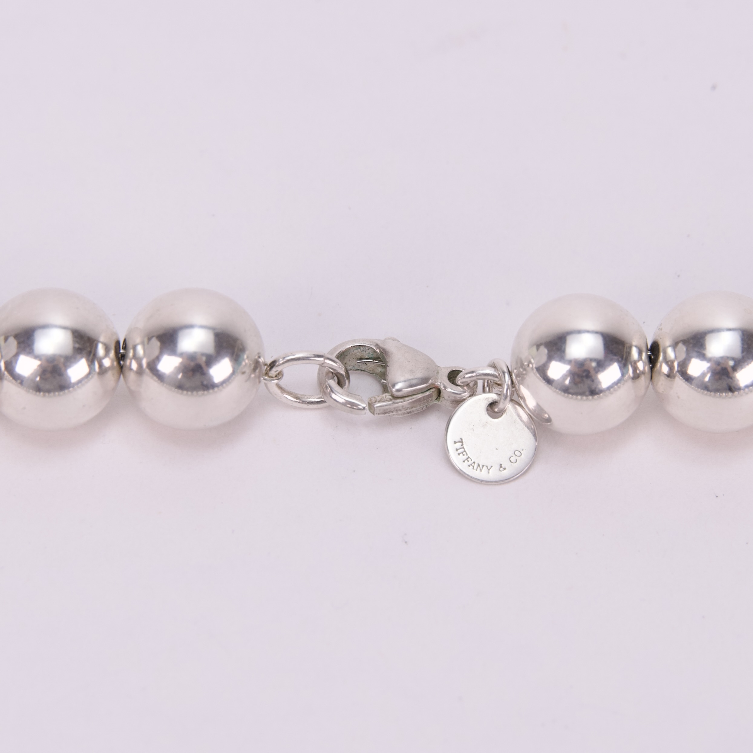 Tiffany & Co. 925 Sterling Silver 10mm Ball Beaded Necklace 18.5'' - Image 4