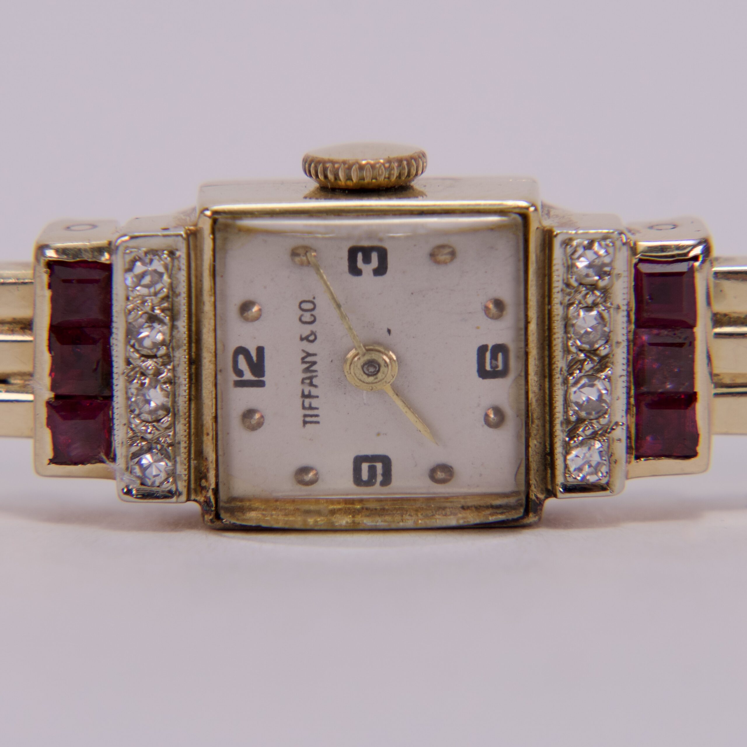 Vintage Tiffany & Co. 14k Yellow Gold Diamond & Ruby Cocktail Watch - Image 3