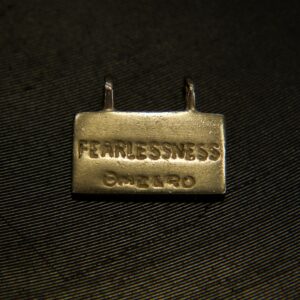Me&Ro 10k Yellow Gold "Fearlessness" Sanskrit Pendant .5''