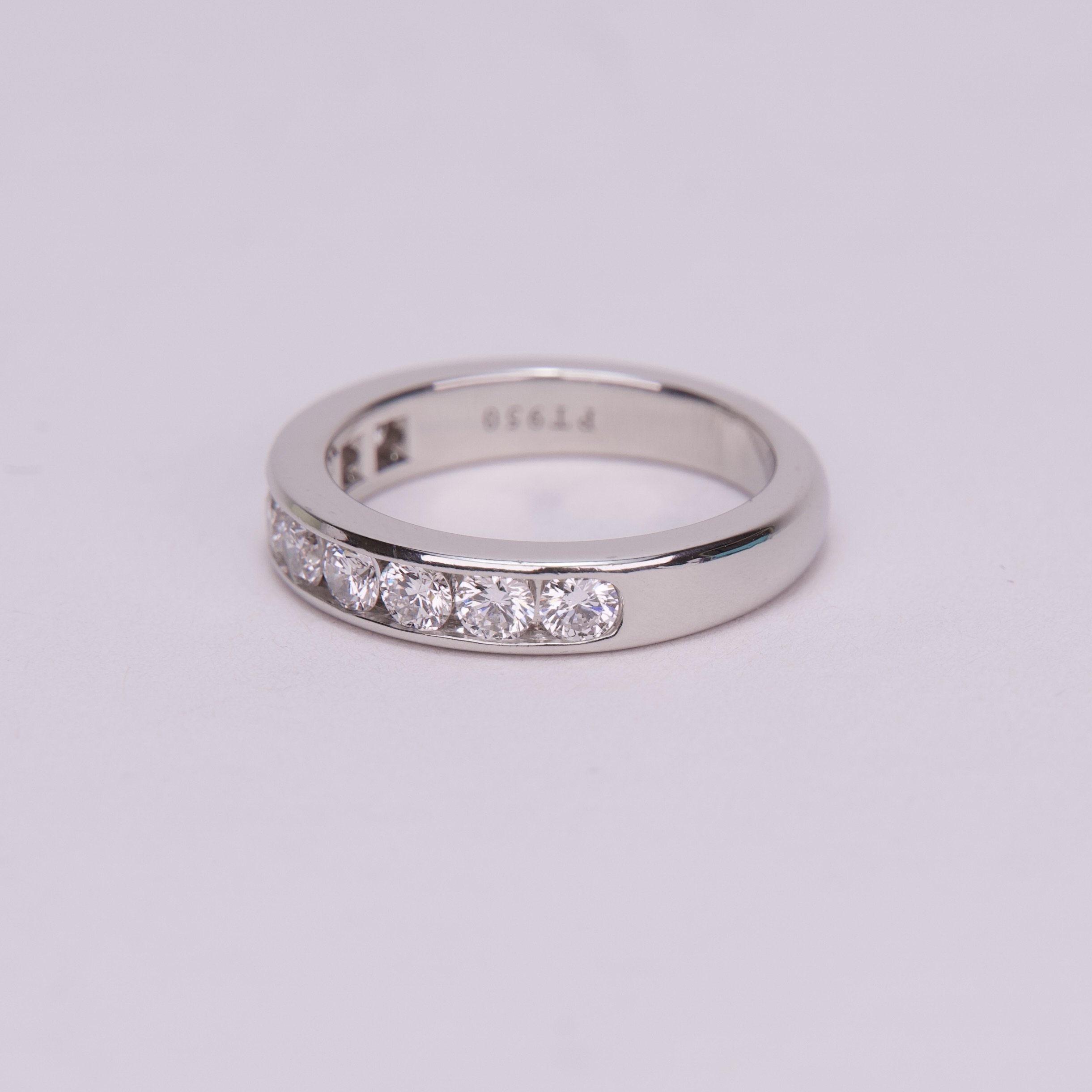 Tiffany & Co. 950 Platinum 9 Diamond 4mm Half Eternity Ring 5.75'' - Image 4