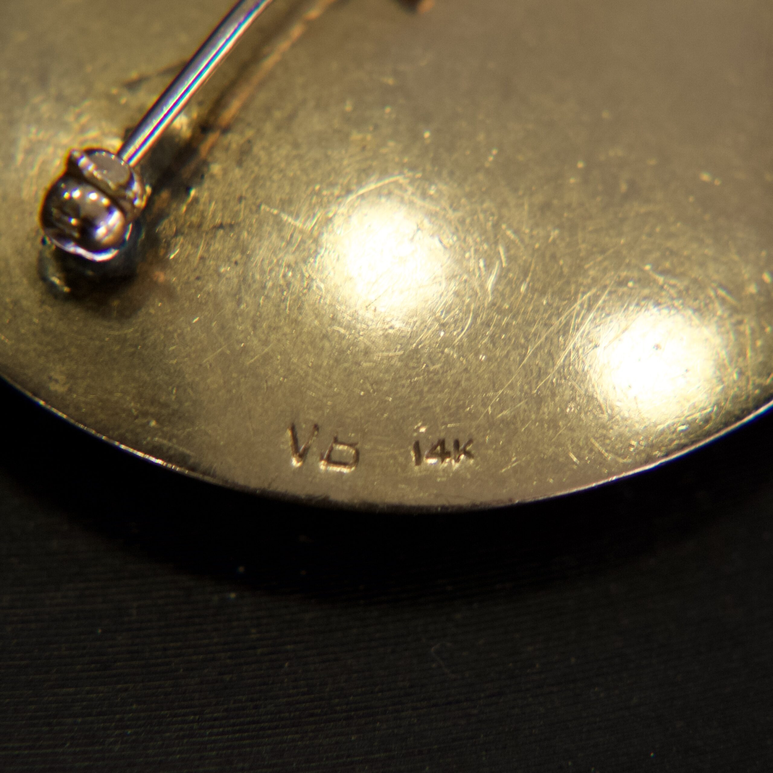 Vintage 14k Yellow Gold Moon and Diamond Stars Pendant Brooch 1.5'' - Image 5