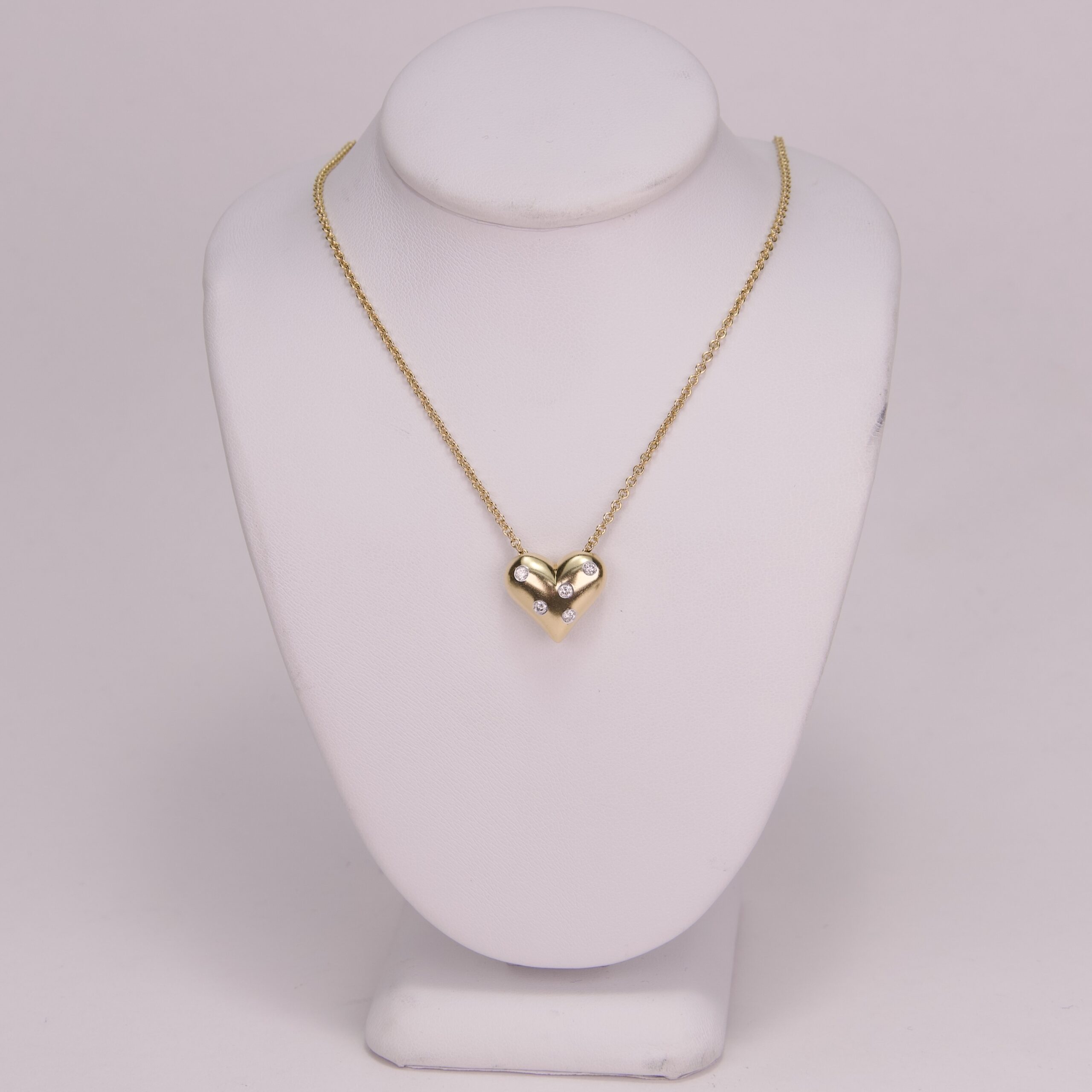 Tiffany & Co. 18k Gold and Platinum Etoile Diamond Puffed Heart Necklace 16'' - Image 2