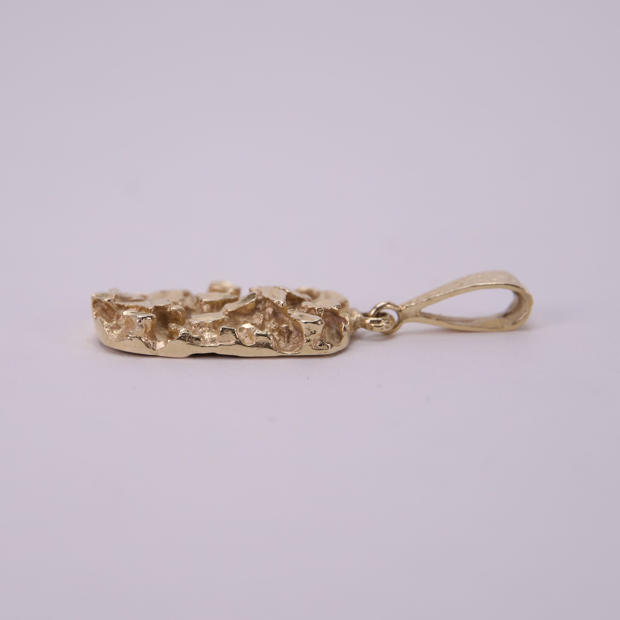 14k Yellow Gold Vintage Nugget Bar Pendant 1.75'' - Image 4
