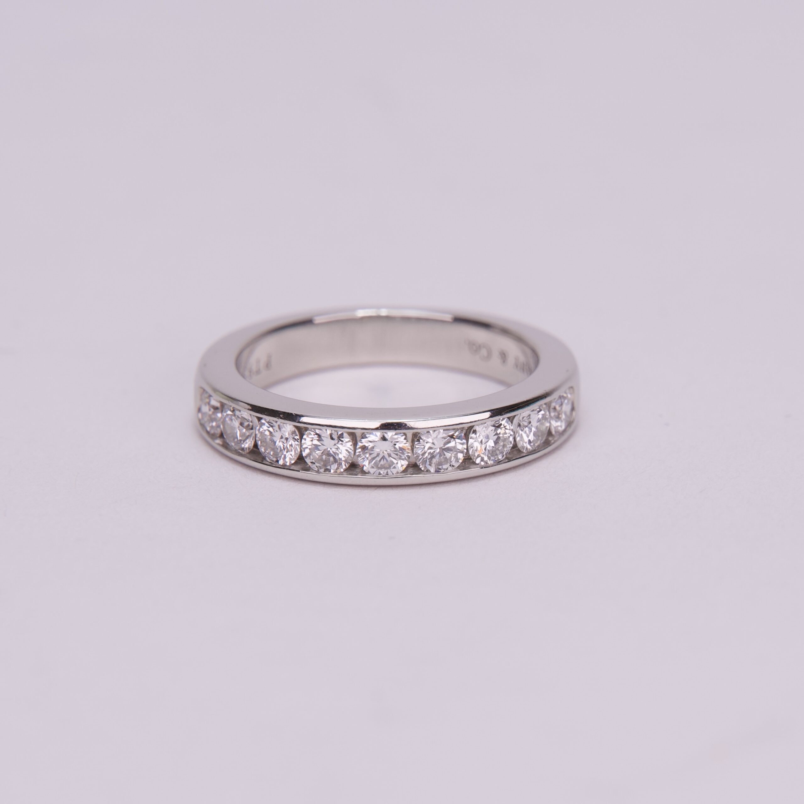 Tiffany & Co. 950 Platinum 9 Diamond 4mm Half Eternity Ring 5.75'' - Image 2