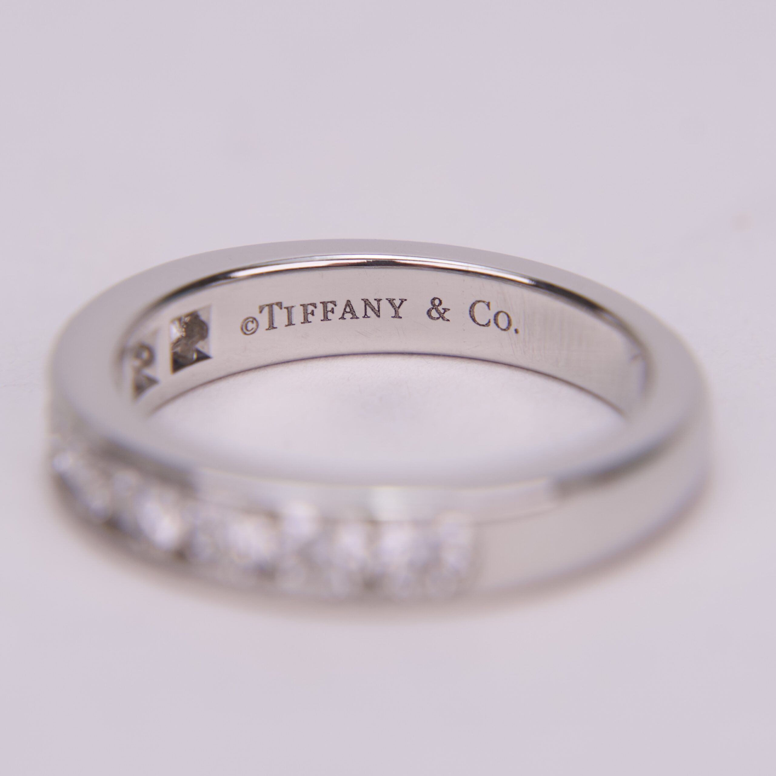 Tiffany & Co. 950 Platinum 9 Diamond 4mm Half Eternity Ring 5.75'' - Image 6