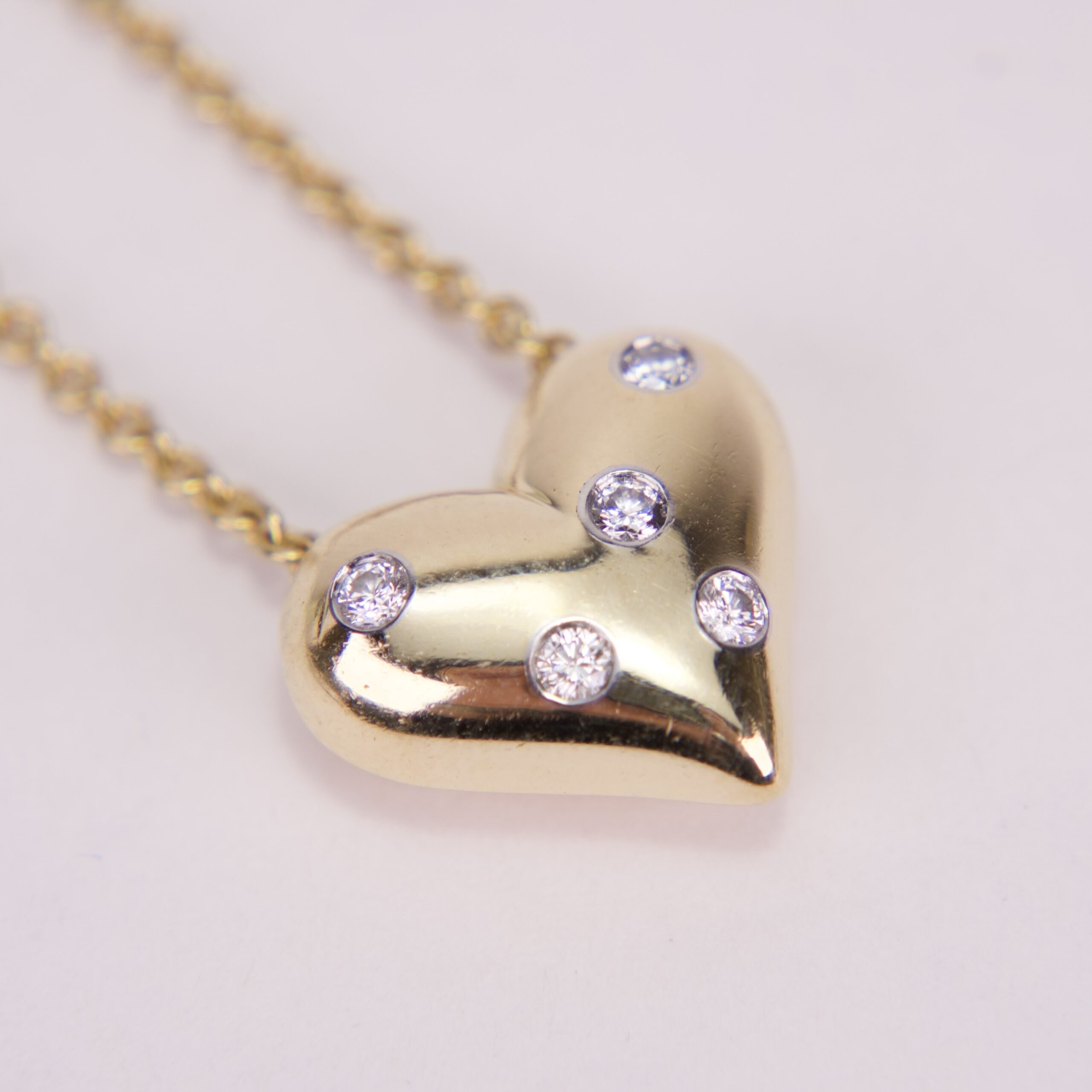 Tiffany & Co. 18k Gold and Platinum Etoile Diamond Puffed Heart Necklace 16'' - Image 6